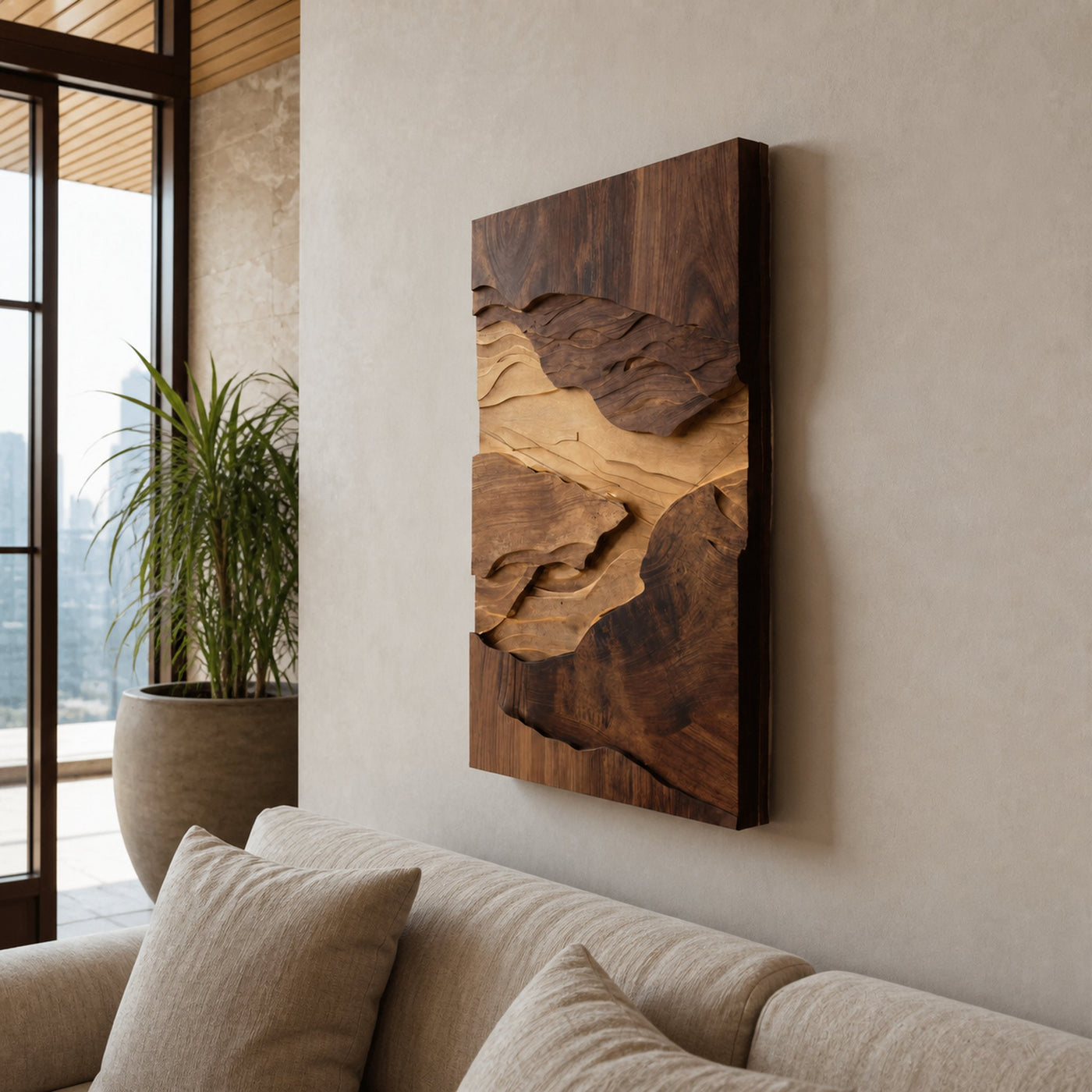 Modern Wall Art With Mountain Relief Design For Living Room