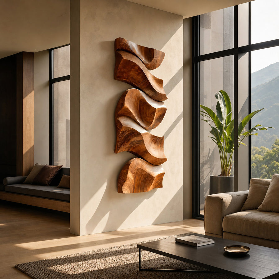 Modern Wall Art With Stacked Flowing Shapes For Living Room