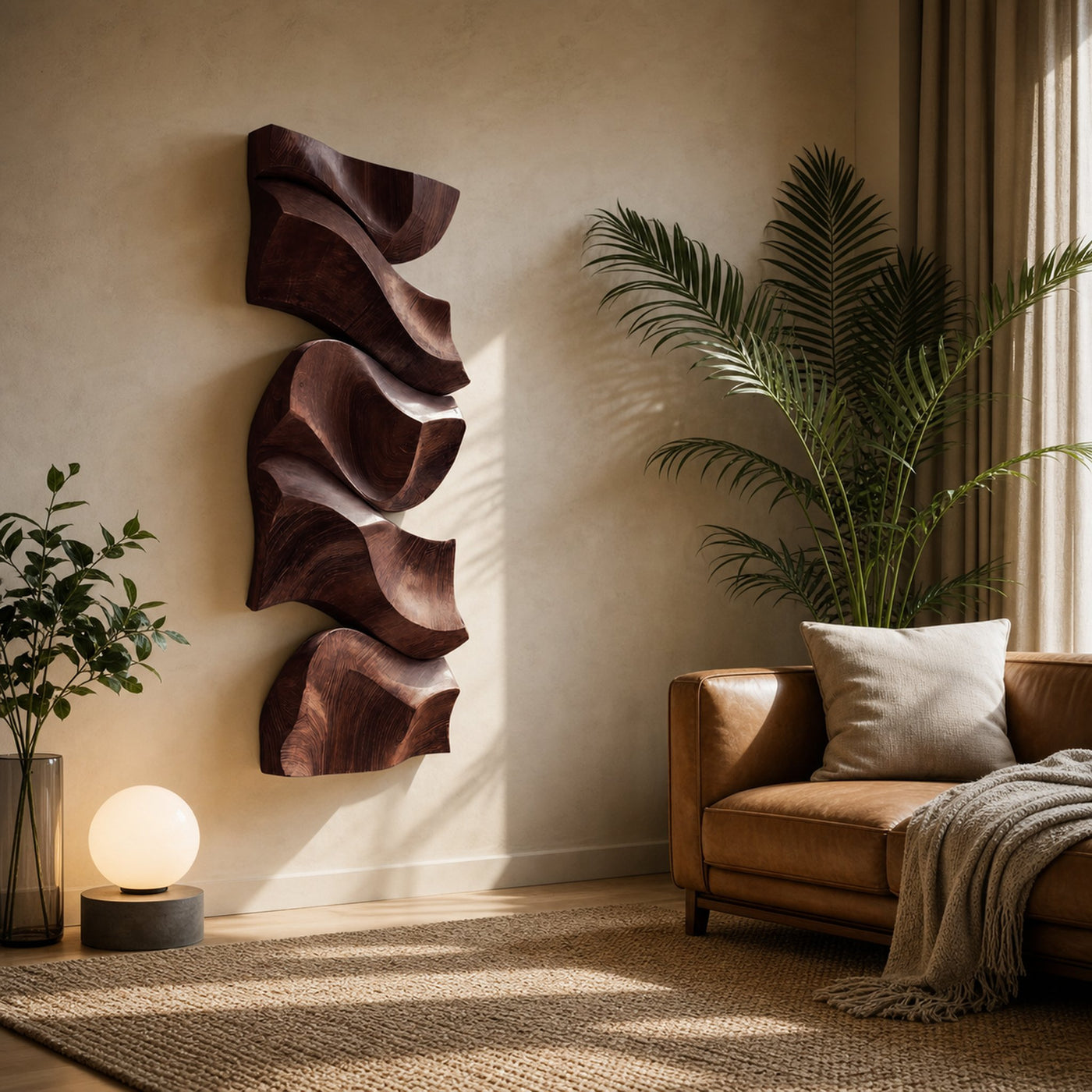 Modern Wall Art With Stacked Flowing Shapes For Living Room - product view 6
