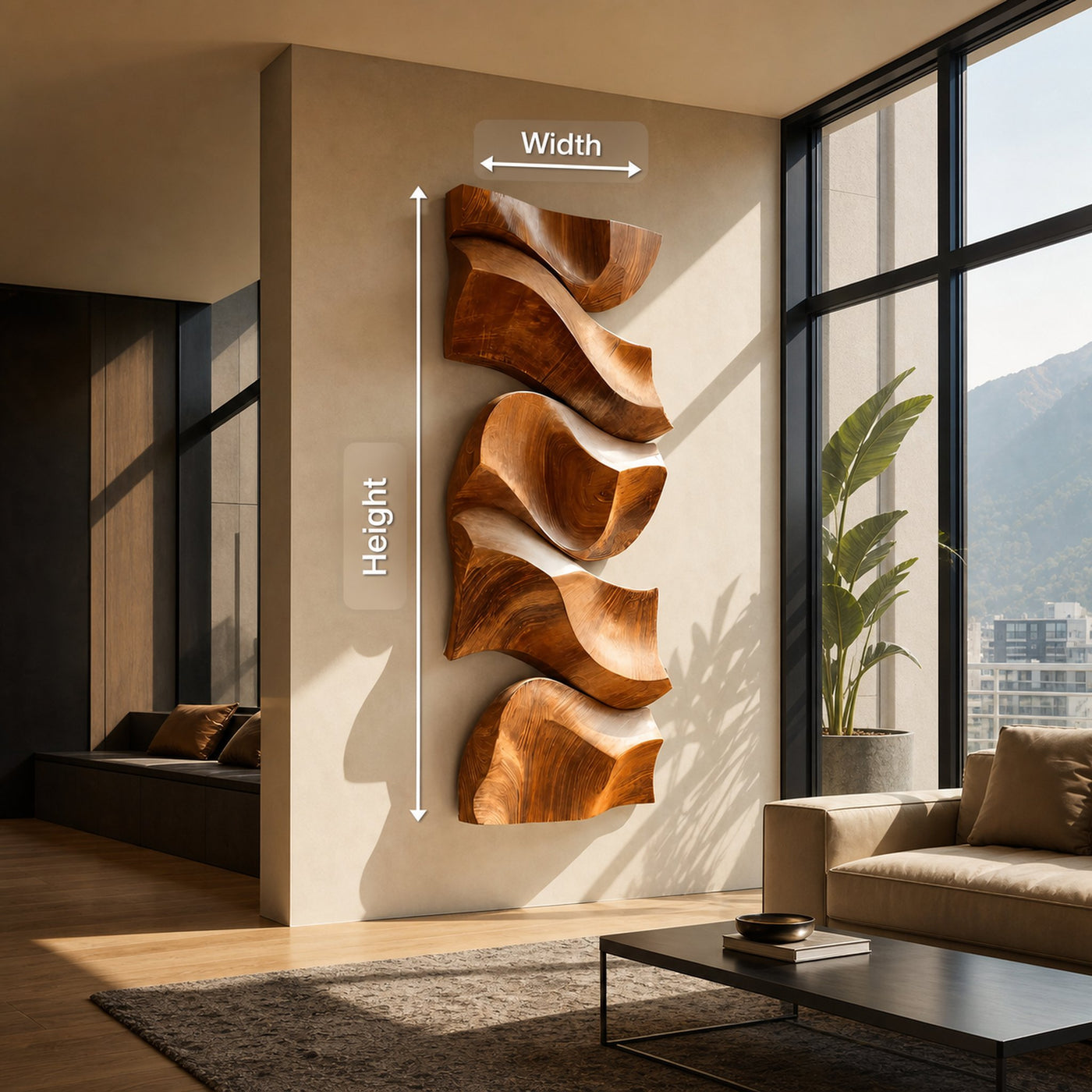 Modern Wall Art With Stacked Flowing Shapes For Living Room - product view 8