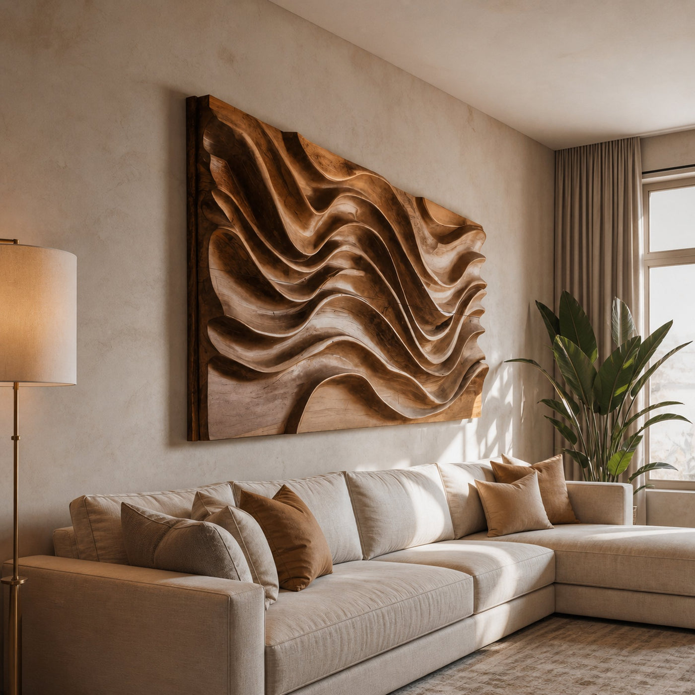 Modern Wall Art With Wave Design For Living Room
