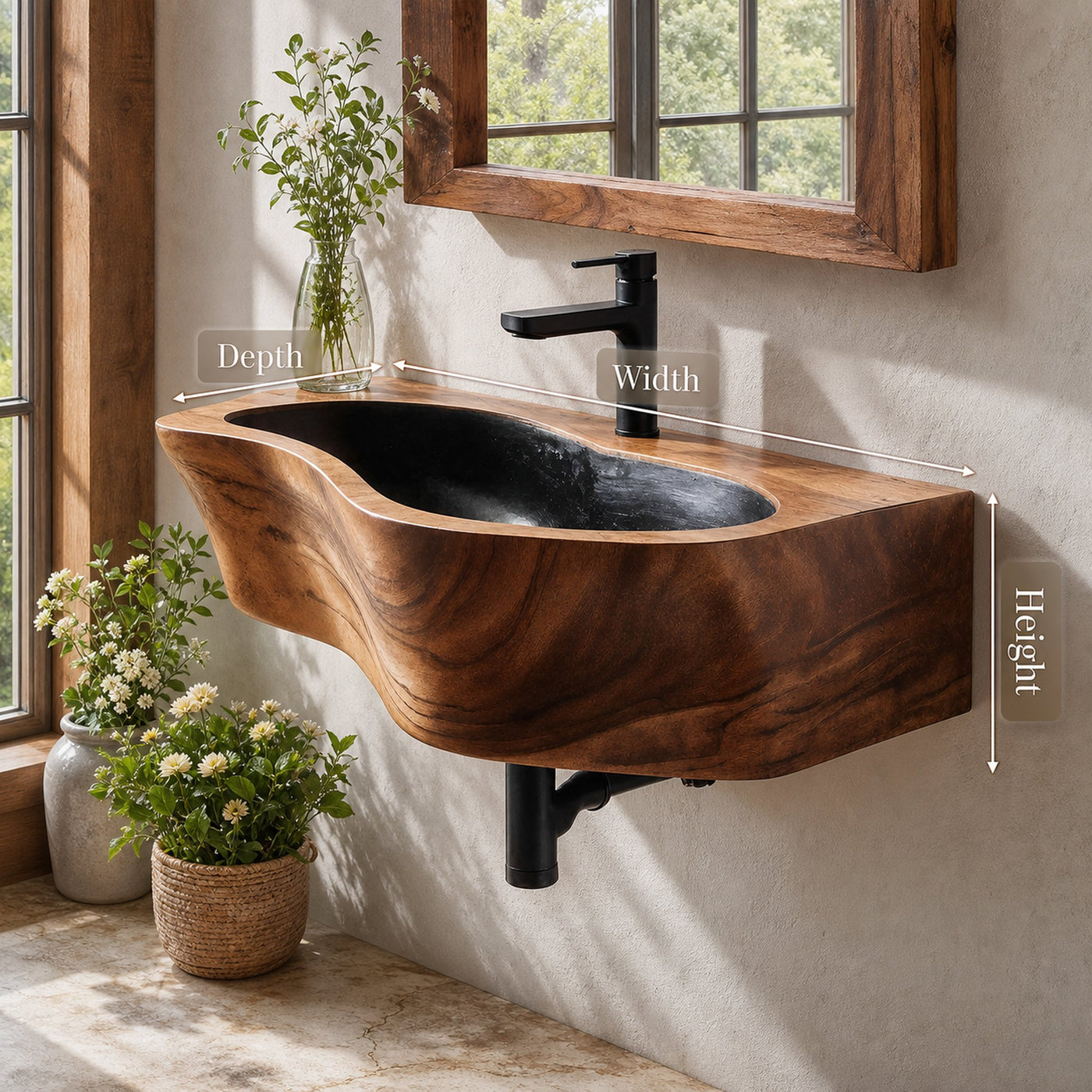 Modern Wall Mounted Wooden Bathroom Sink For Compact Bathroom Design - product view 6