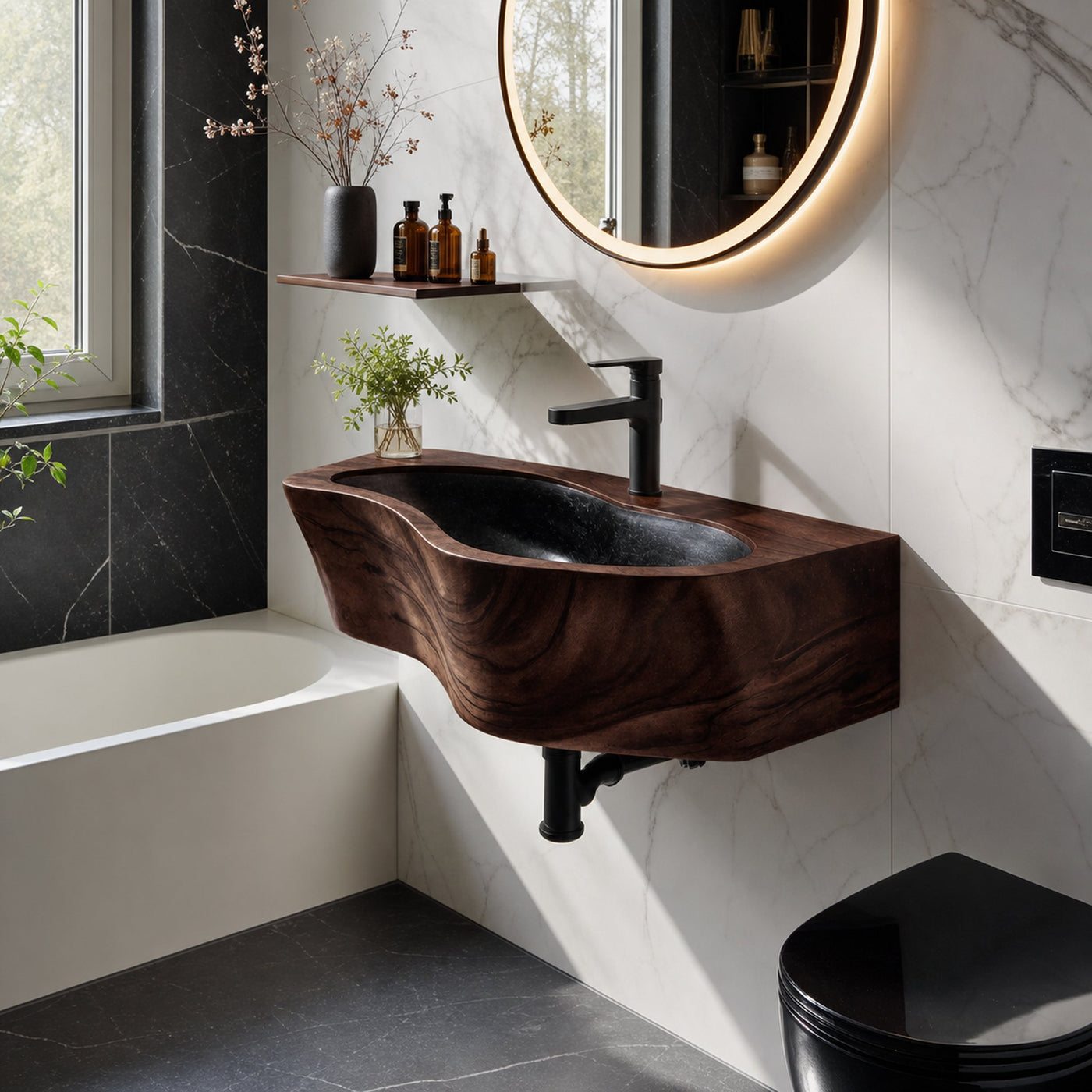 Modern Wall Mounted Wooden Bathroom Sink For Compact Bathroom Design - product view 7
