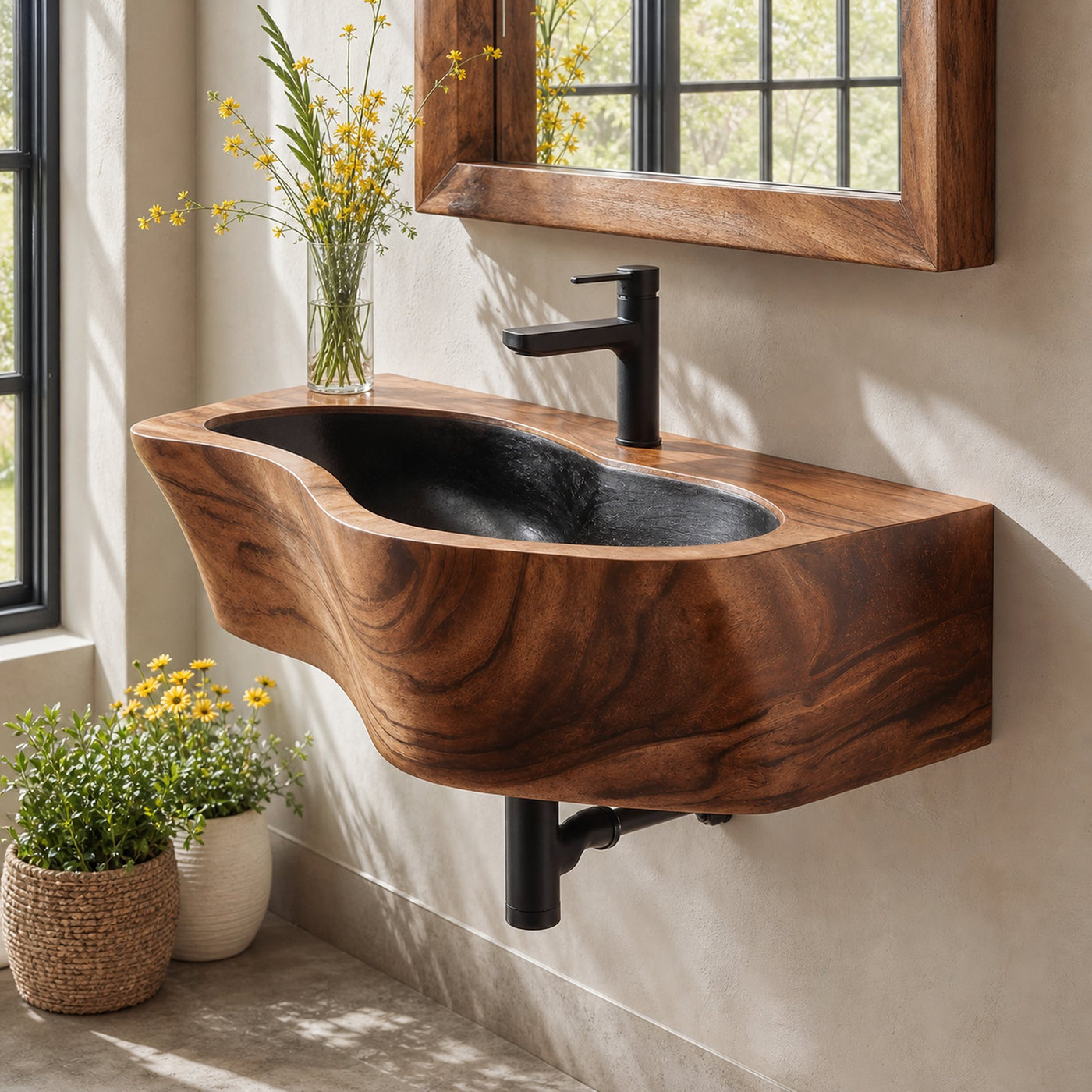 Modern Wall Mounted Wooden Bathroom Sink For Compact Bathroom Design - product view 8