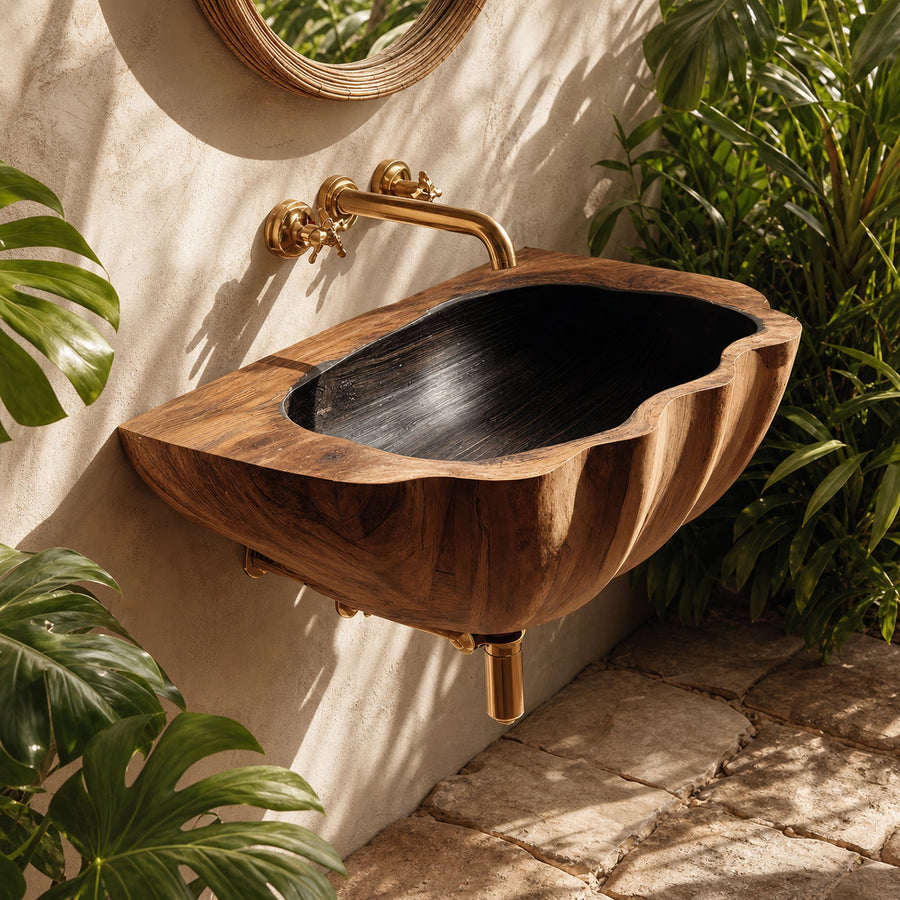 Modern Wall Mounted Wooden Bathroom Sink For Contemporary Bathroom Decor
