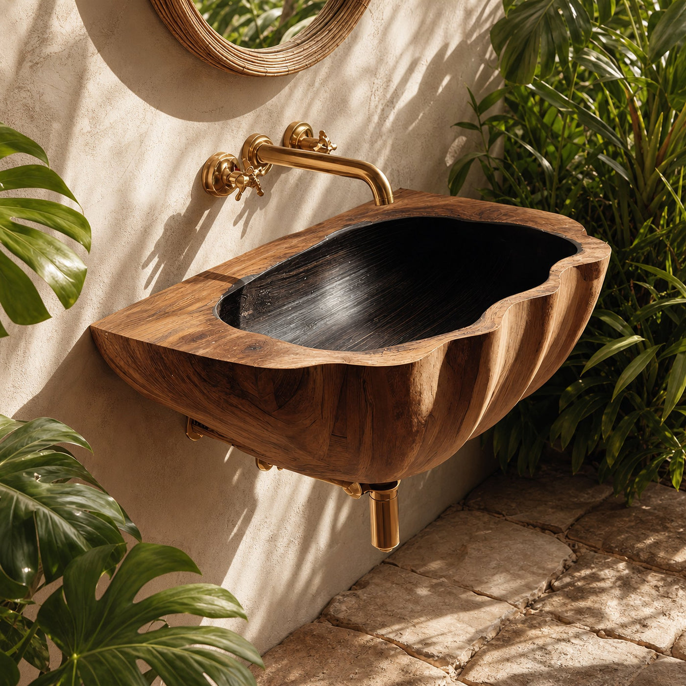 Modern Wall Mounted Wooden Bathroom Sink For Contemporary Bathroom Decor