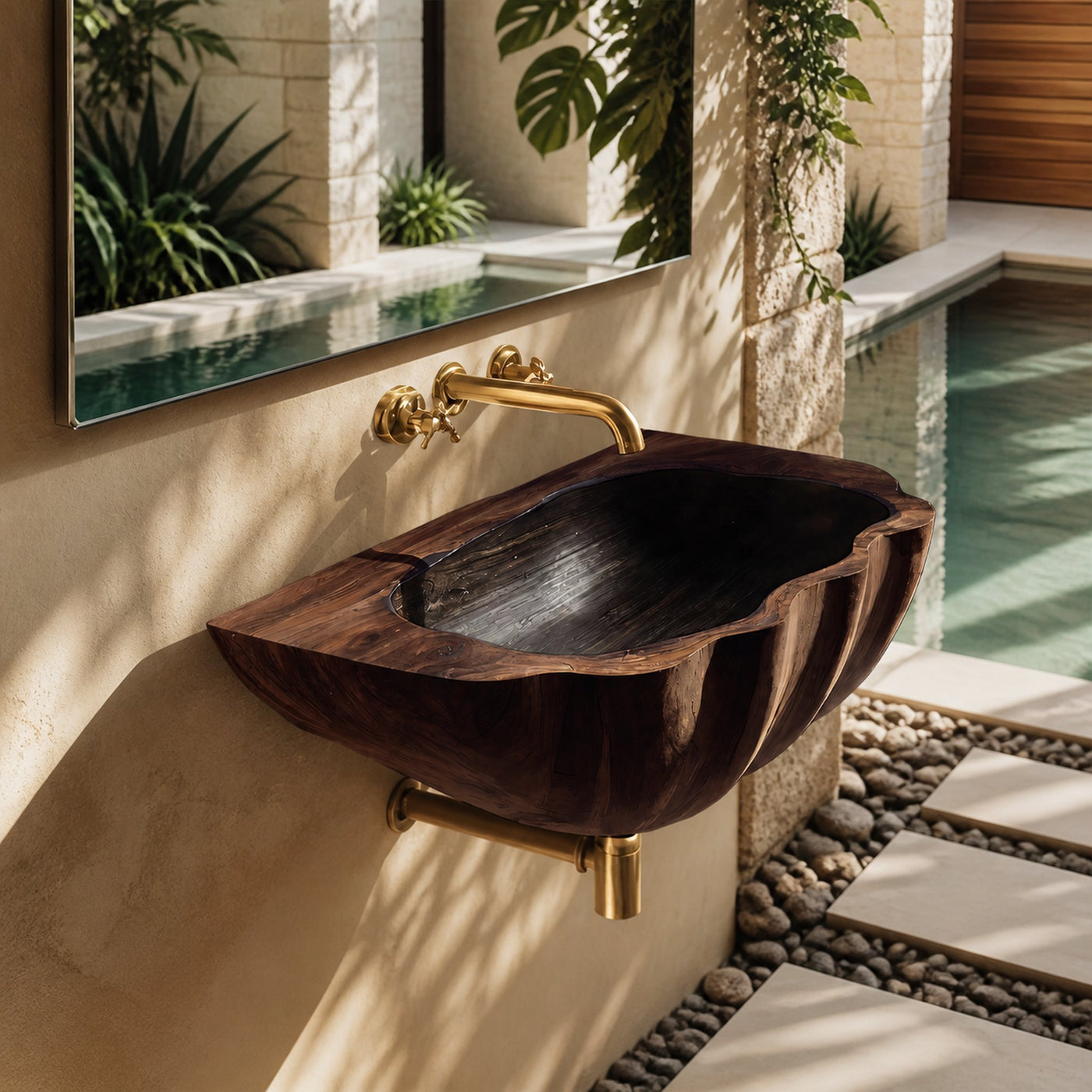 Modern Wall Mounted Wooden Bathroom Sink For Contemporary Bathroom Decor - product view 7
