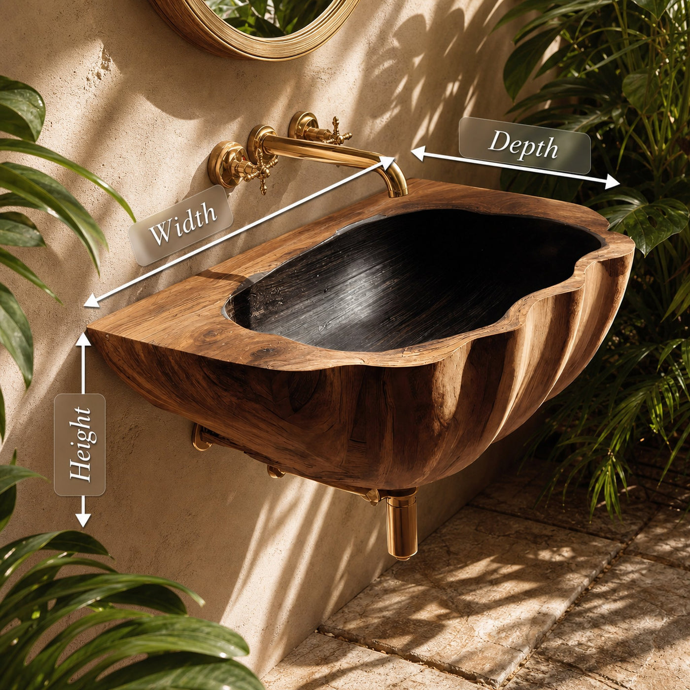 Modern Wall Mounted Wooden Bathroom Sink For Contemporary Bathroom Decor - product view 8