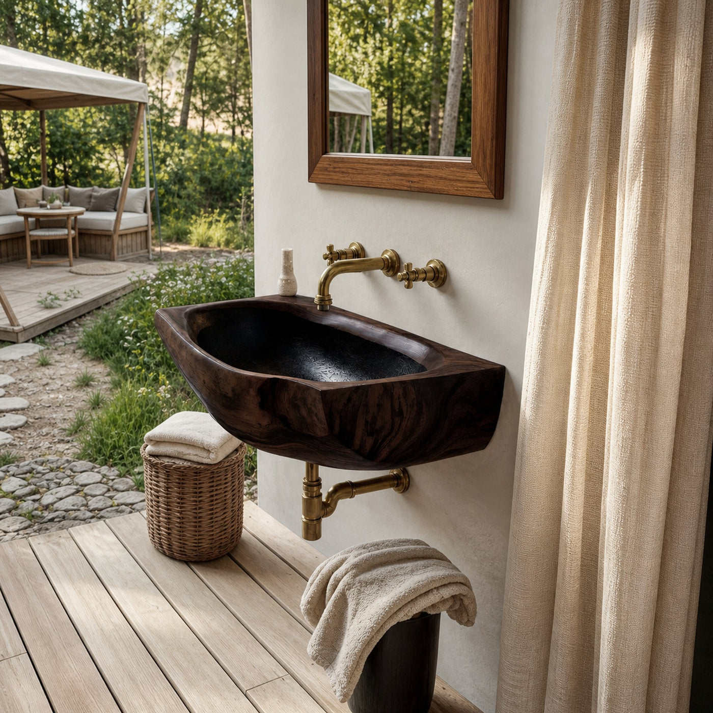 Modern Wall Mounted Wooden Bathroom Sink For Elegant Bathroom Interior - product view 7