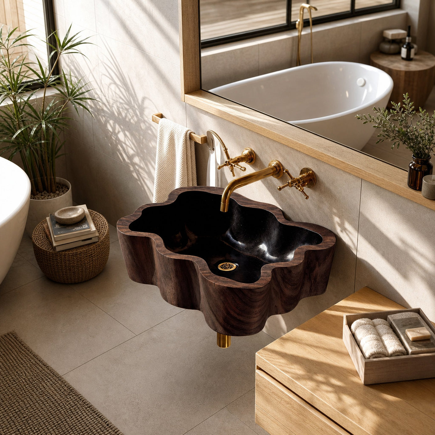 Modern Wall Mounted Wooden Bathroom Sink For Luxury Bathroom Furniture - product view 7