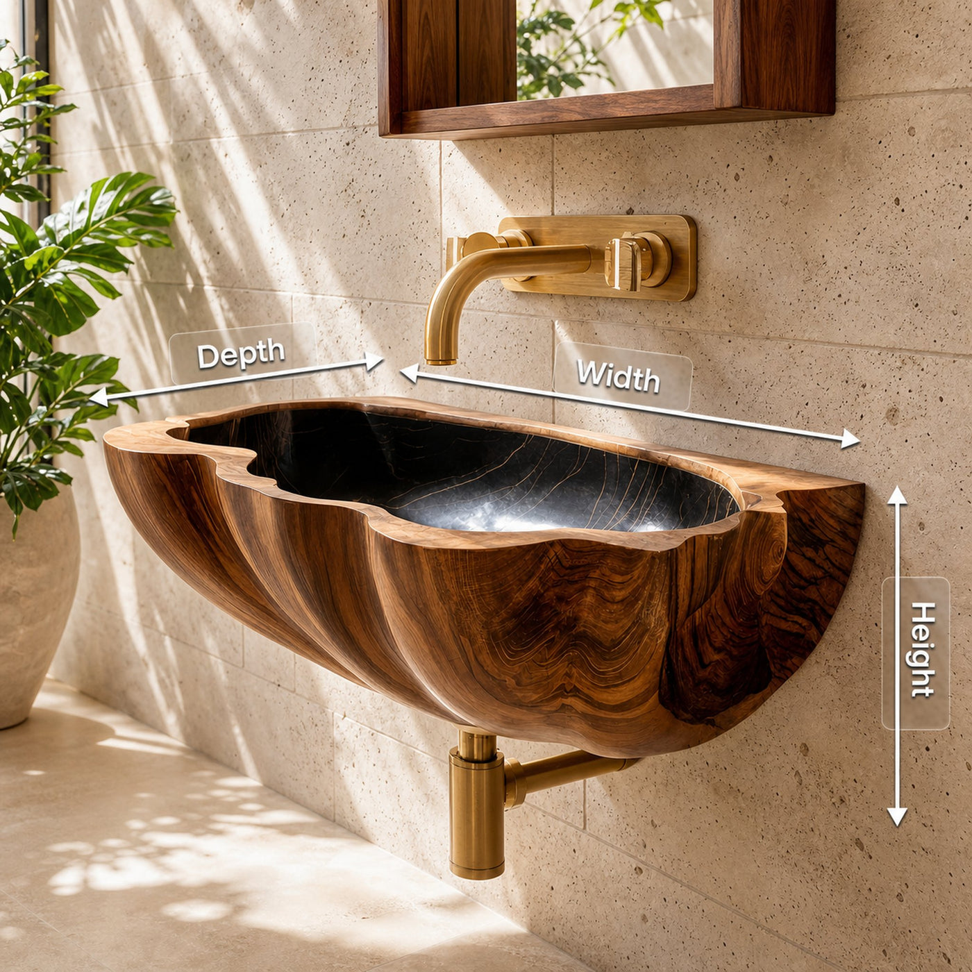 Modern Wall Mounted Wooden Bathroom Sink For Space Saving Bathroom Decor - product view 8