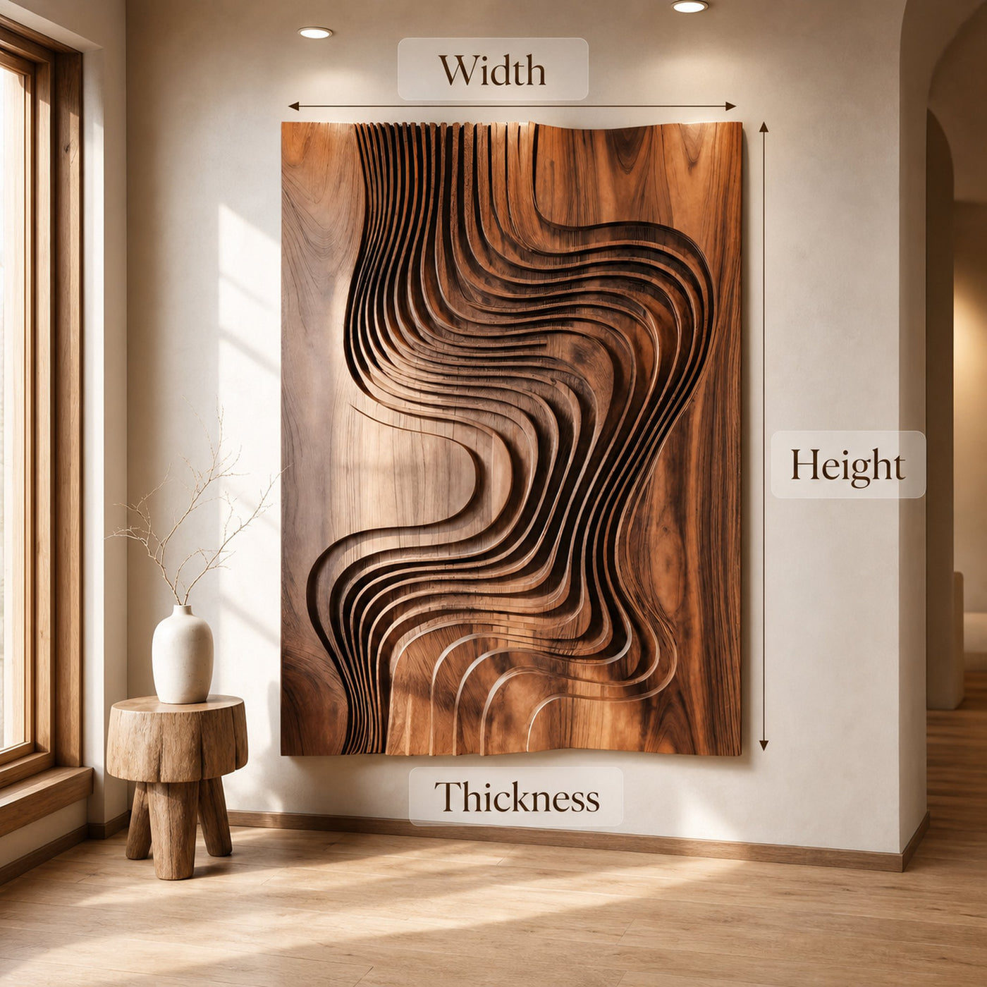 Modern Wall Sculpture With Flowing Layered Curves For Entryway - product view 8