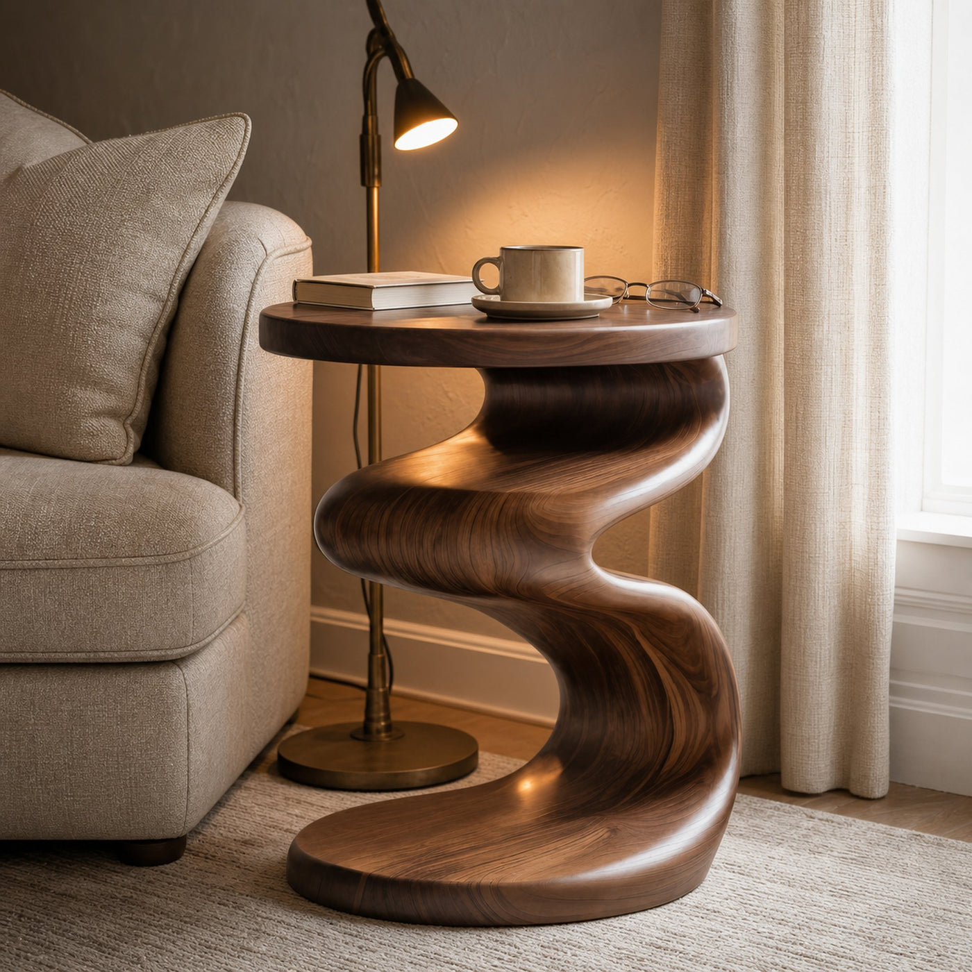 Modern Wave Side Table For Living Room Or Bedroom