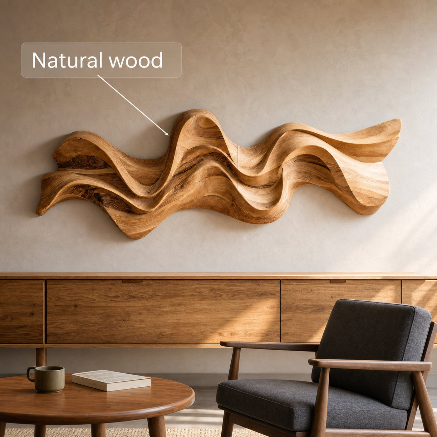 Modern Wavy Wall Art Sculpture For Living Room - product view 6