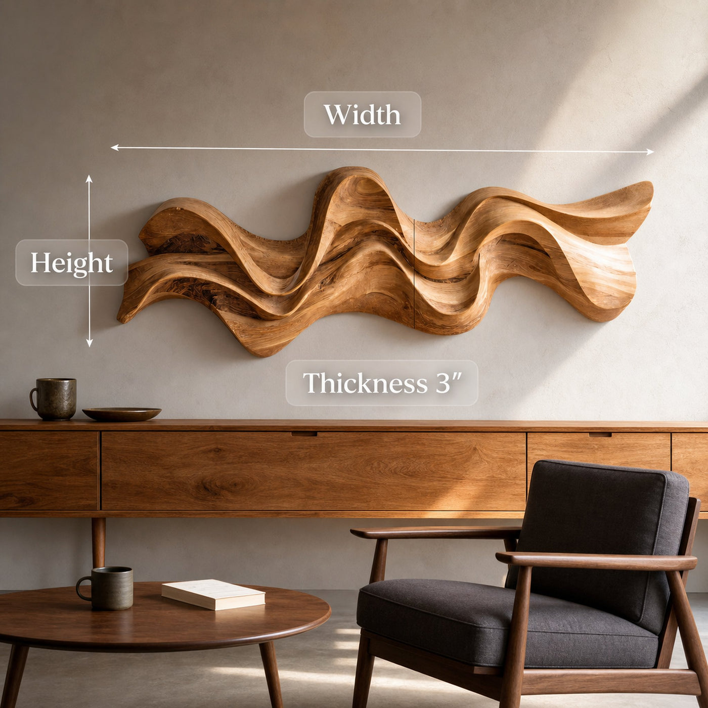 Modern Wavy Wall Art Sculpture For Living Room - product view 7