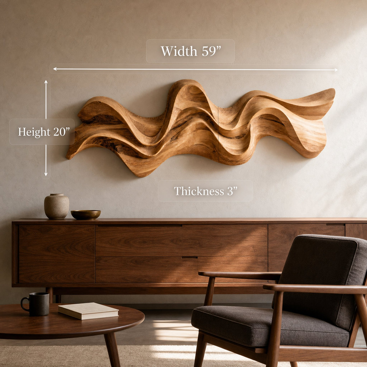 Modern Wavy Wall Art Sculpture For Living Room - product view 9