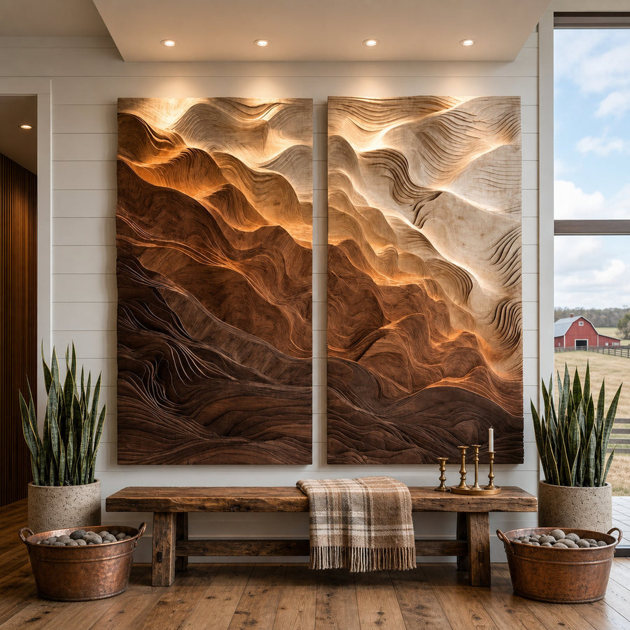 Modern Wavy Wooden Wall Art For Home Interior