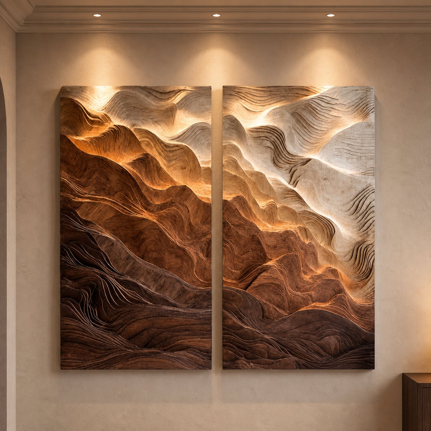 Modern Wavy Wooden Wall Art For Home Interior - product view 6