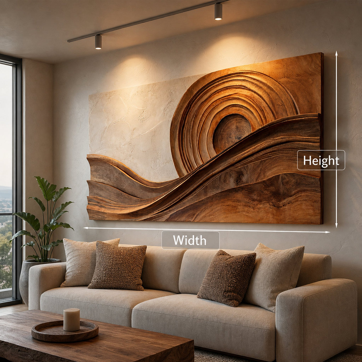 Modern Wood Layered Wave Wall Art For Hallway - product view 6