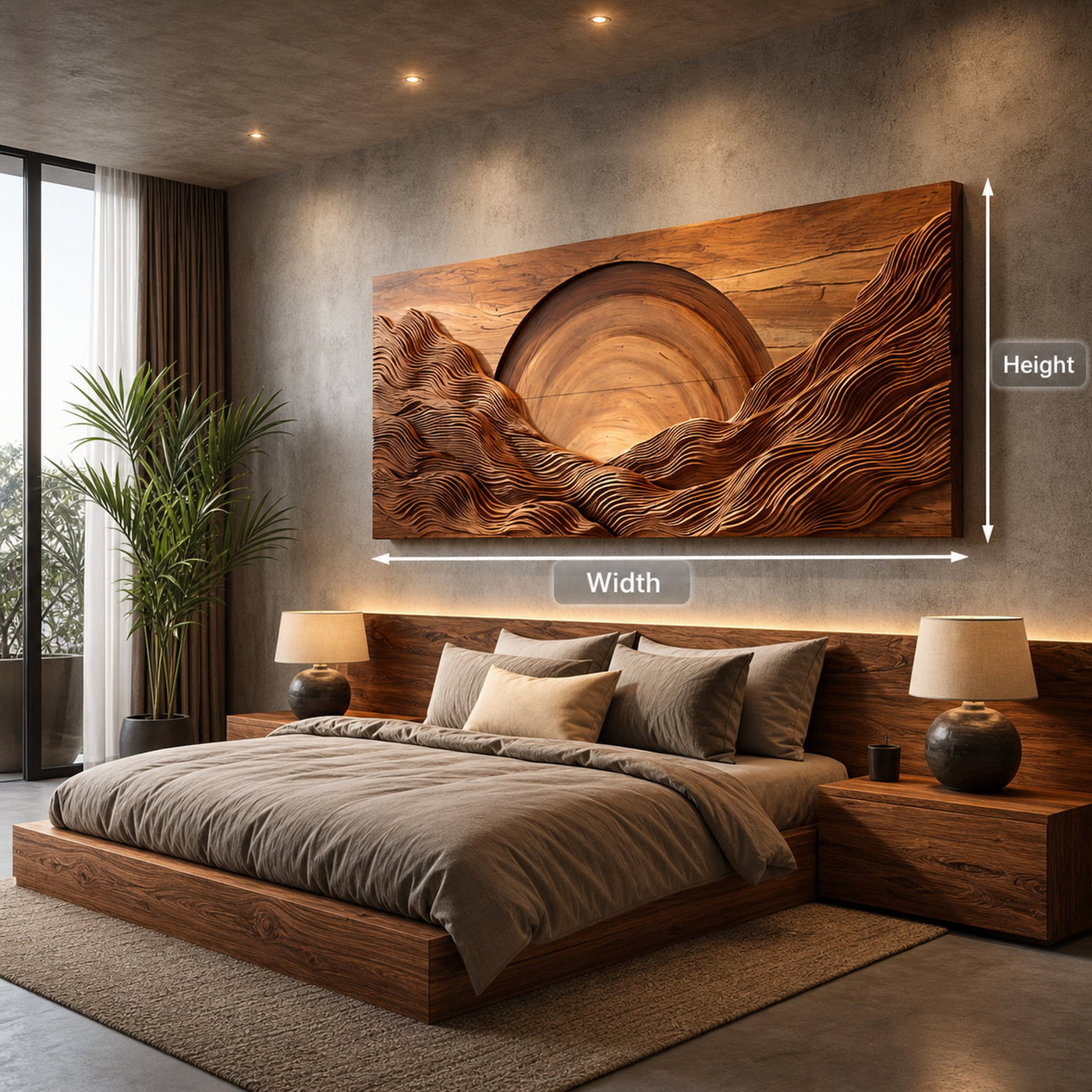 Modern Wood Mountain Sunrise Wall Art For Living Room - product view 7