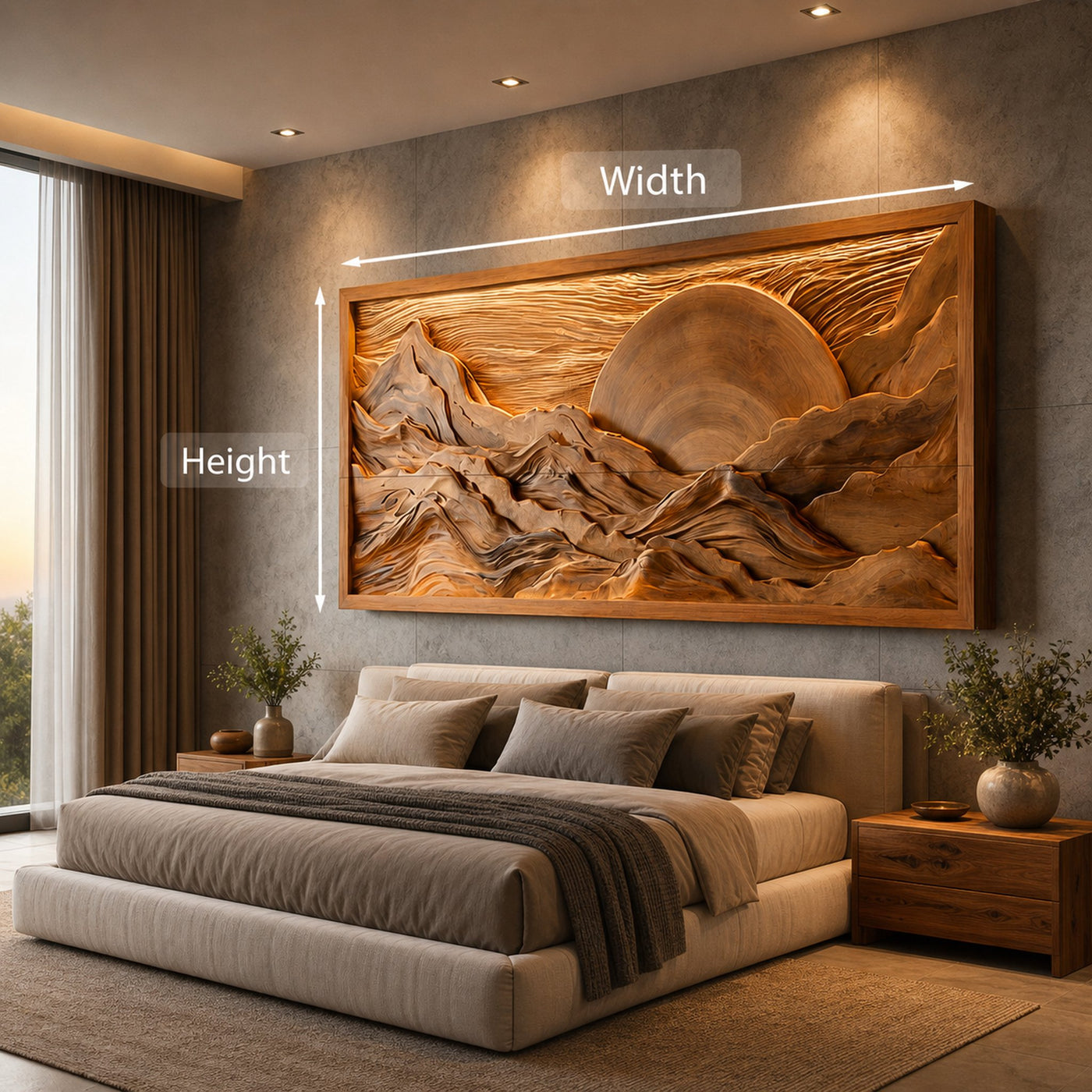 Modern Wood Mountain Sunset Wall Art For Living Room - product view 8