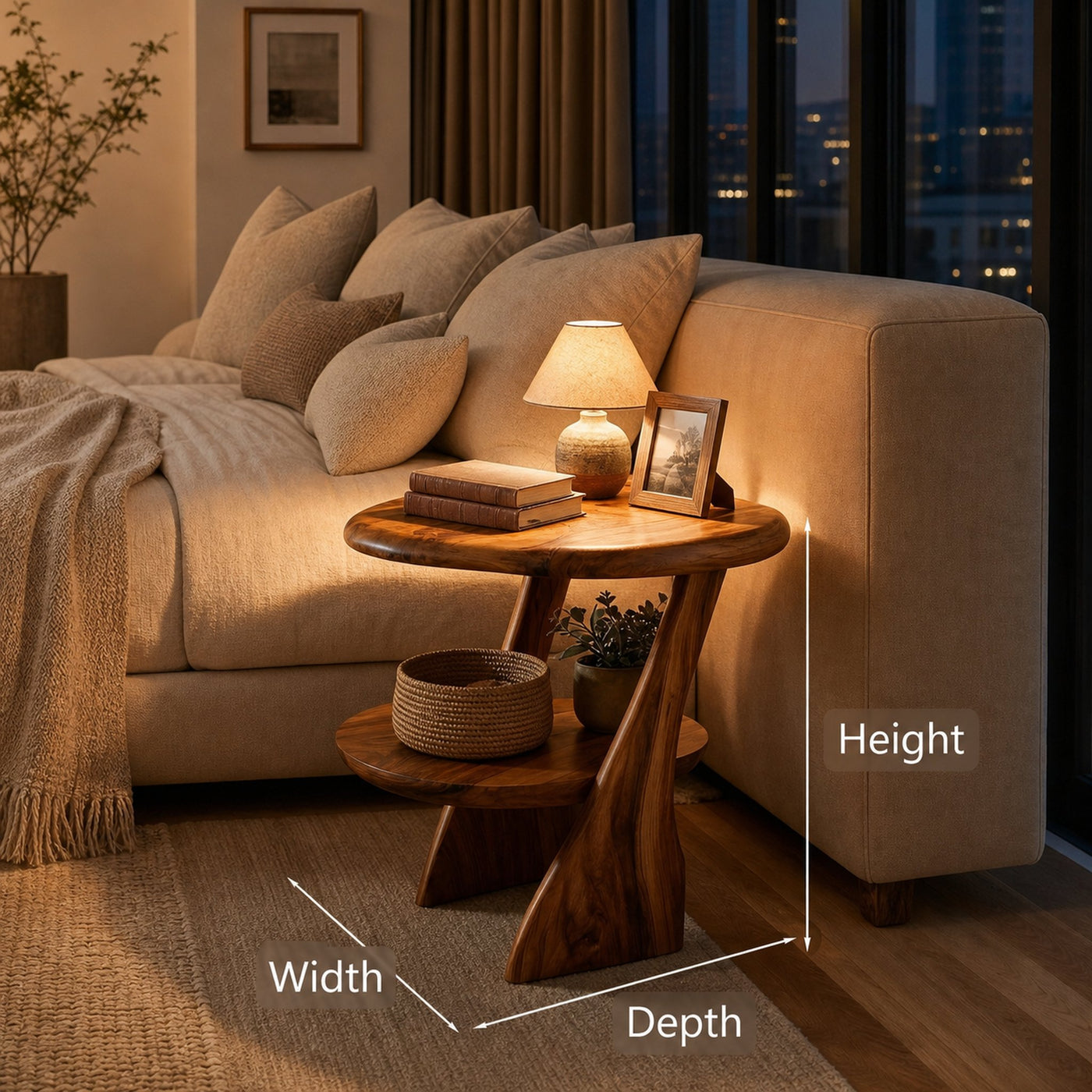 Modern Wood Nightstand With 2 Tiers For Bedroom - product view 8