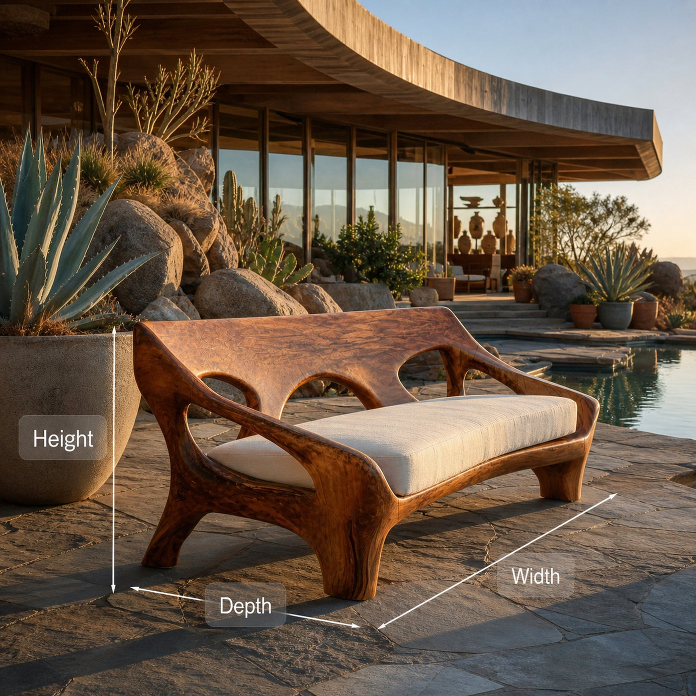 Modern Wood Sofa With Sculptural Open Frame For Living - product view 8