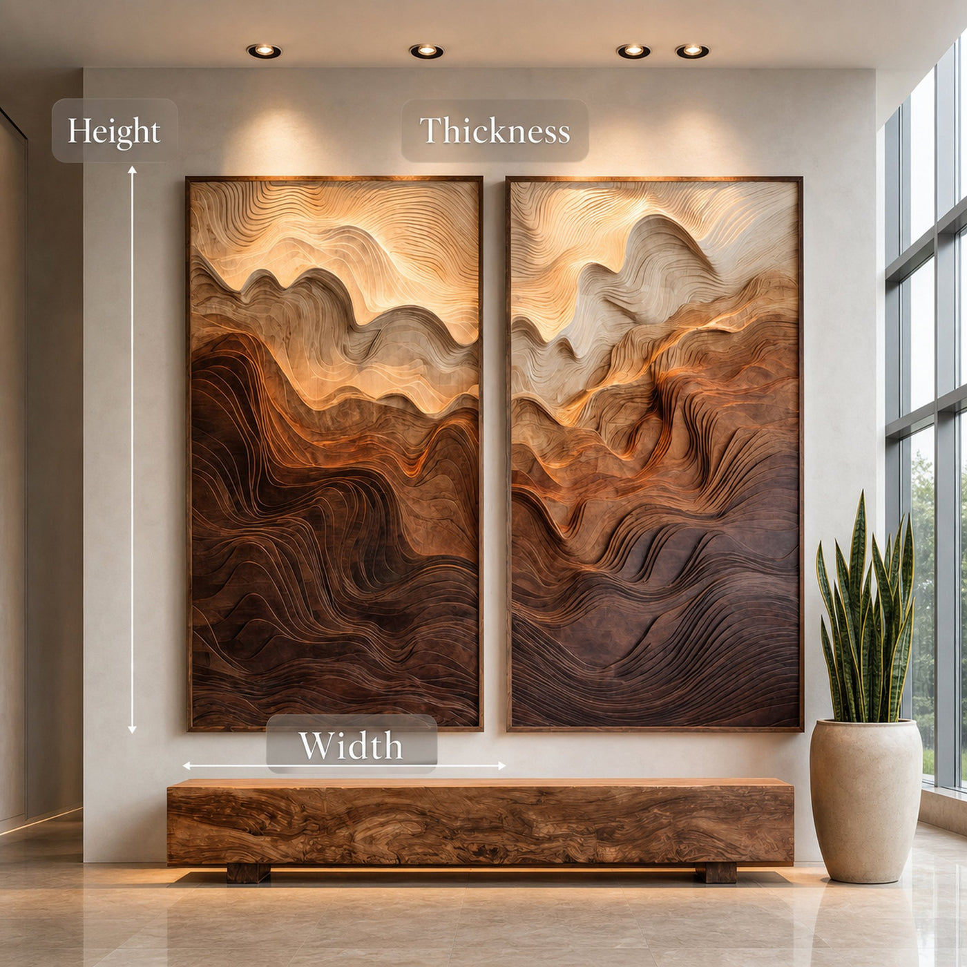 Modern Wood Wall Art Mountain Carved Design For Interior Decor - product view 6