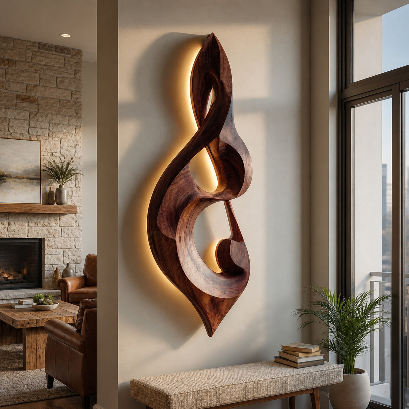 Modern Wood Wall Art Musical Note Form For Living Room - product view 7