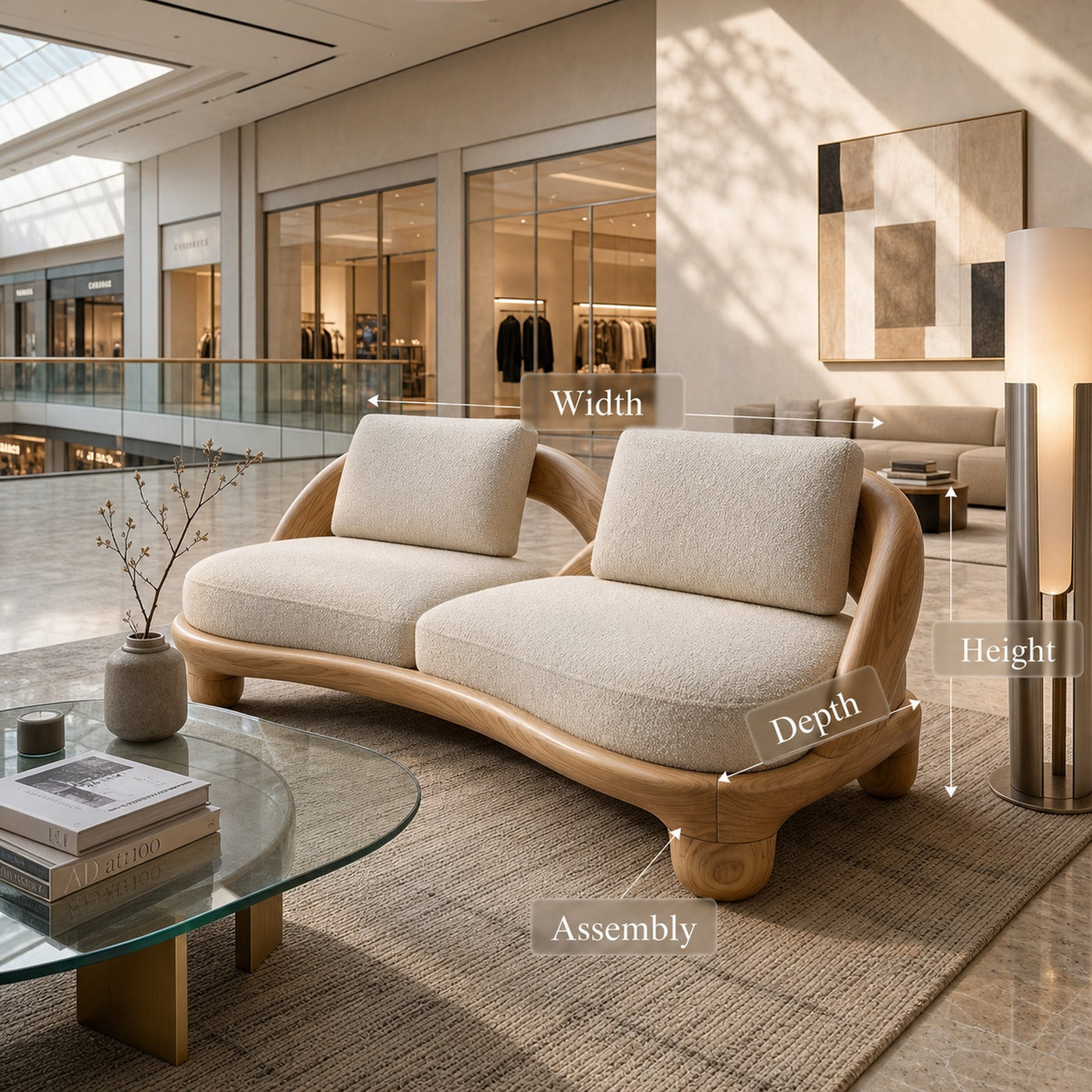 Modern Wooden Accent Sofa For Luxury Commercial Lobby Seating - product view 8