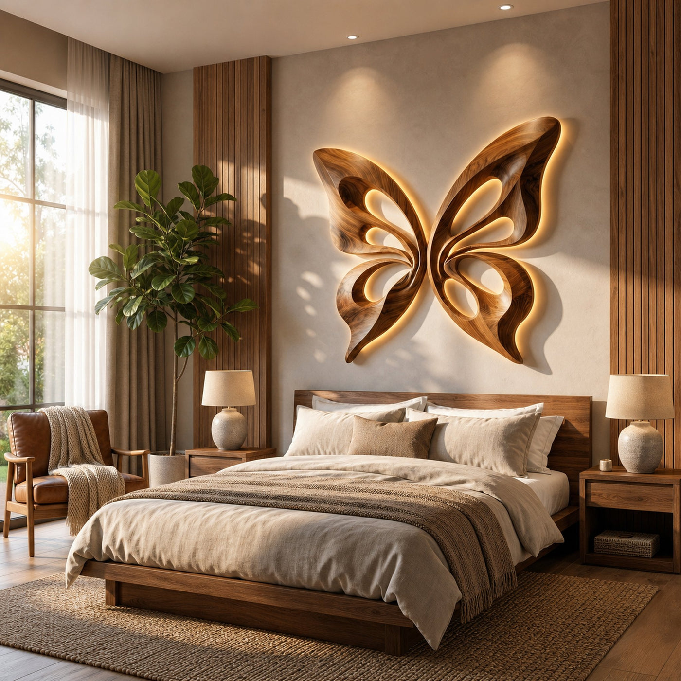 Modern Wooden Butterfly Wall Art Hand Carved For Living Decor - product view 6