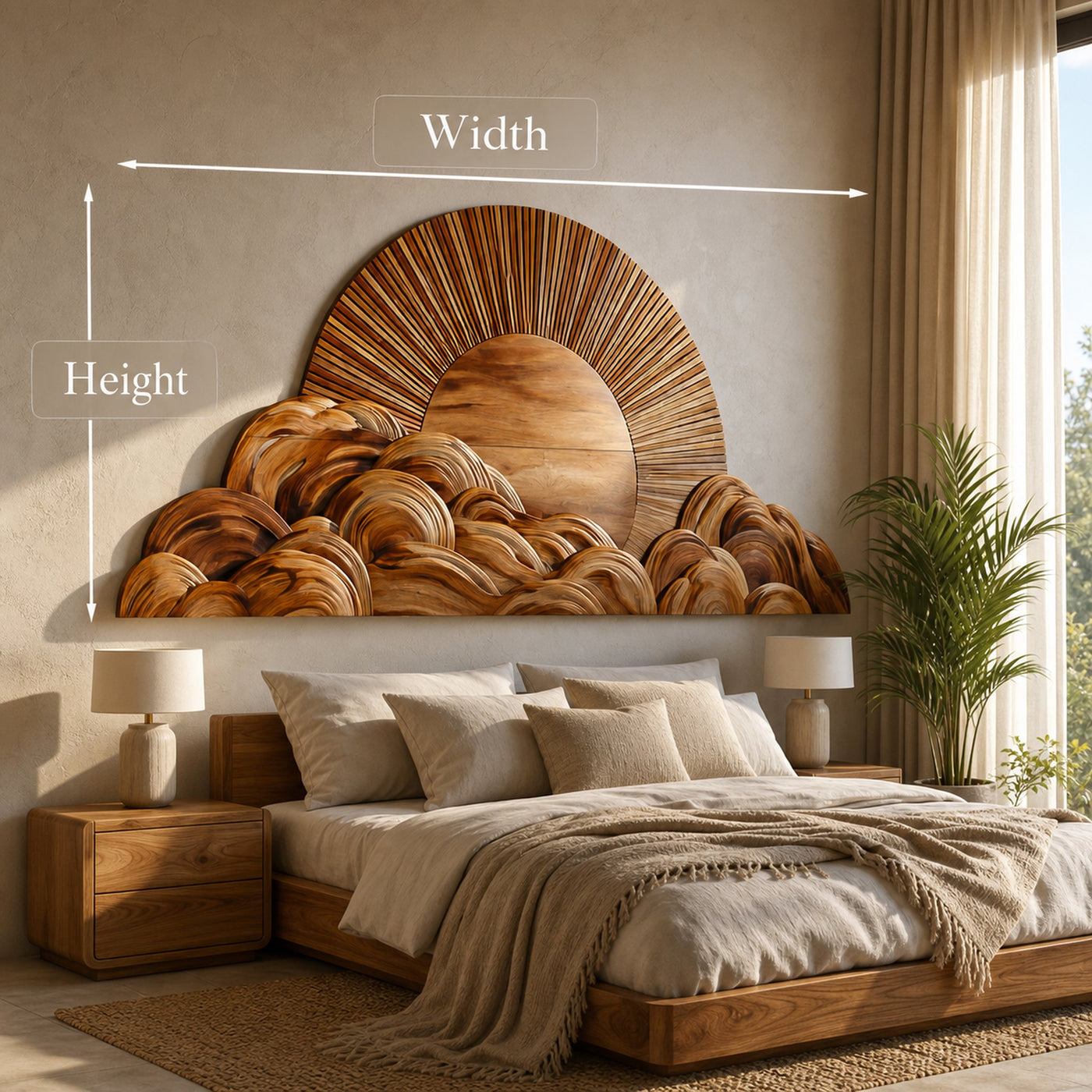 Modern Wooden Cloud And Sun Wall Art For Bedroom - product view 7
