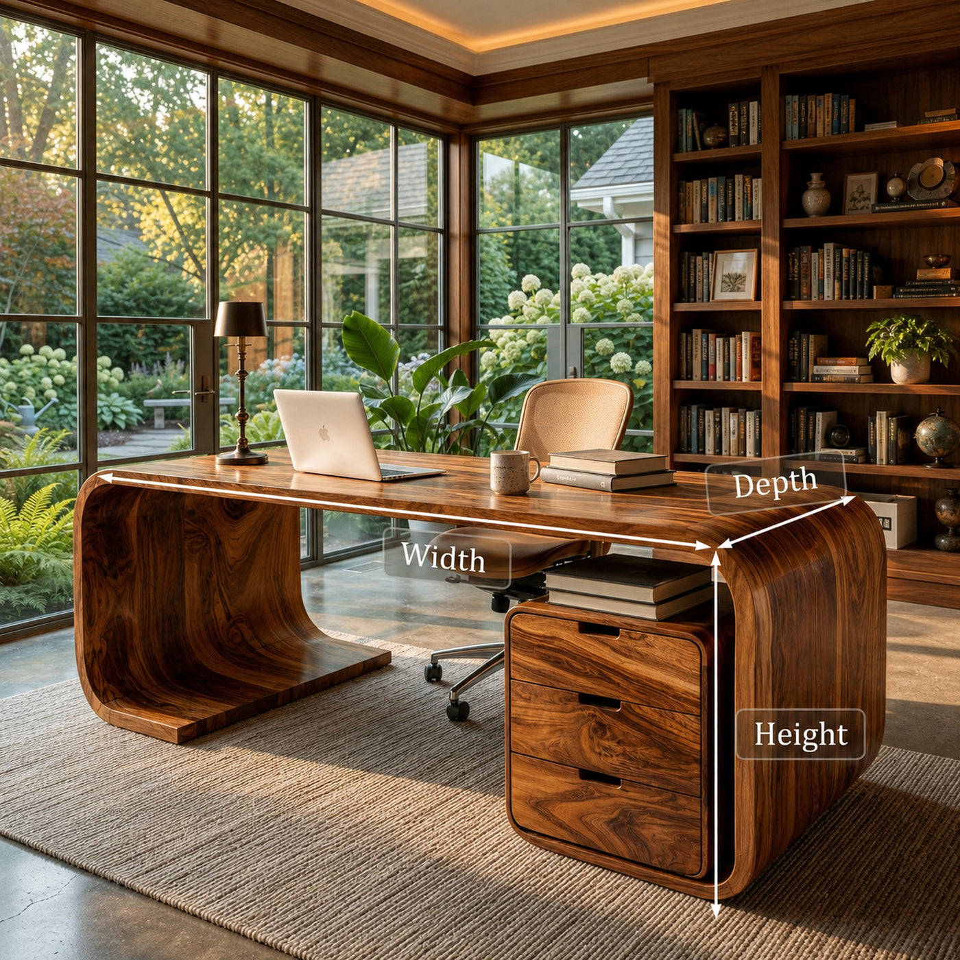 Modern Wooden Desk With Curved Base For Home Office - product view 8