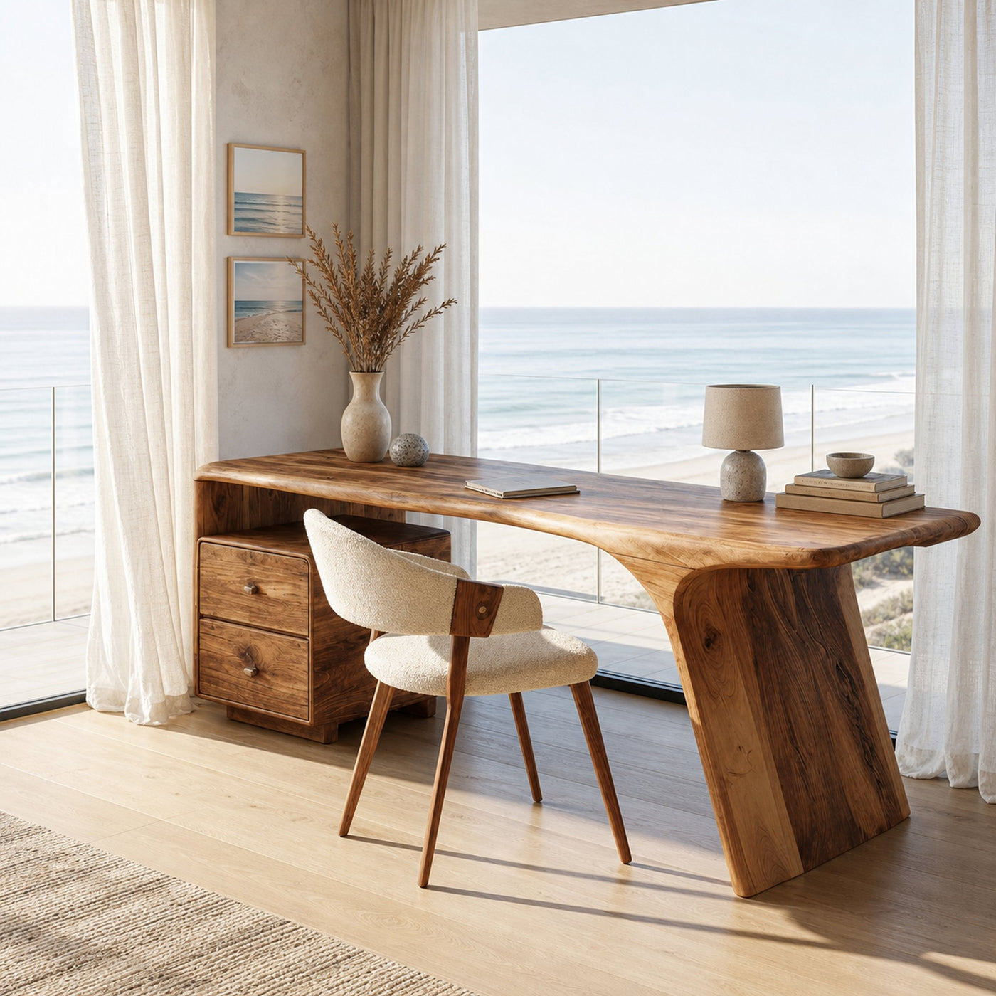 Modern Wooden Desk With Drawers For Workspace