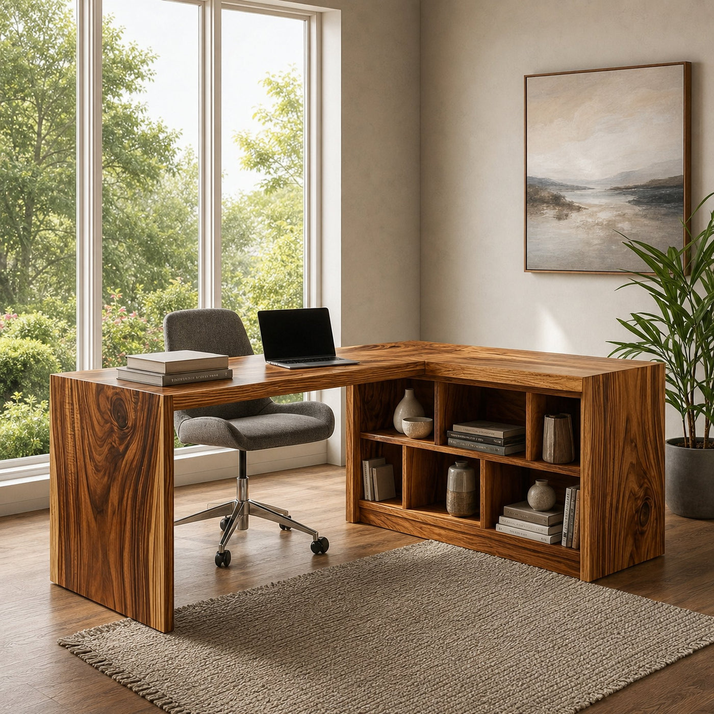 Modern Wooden Desk With Shelves For Home Office - product view 6