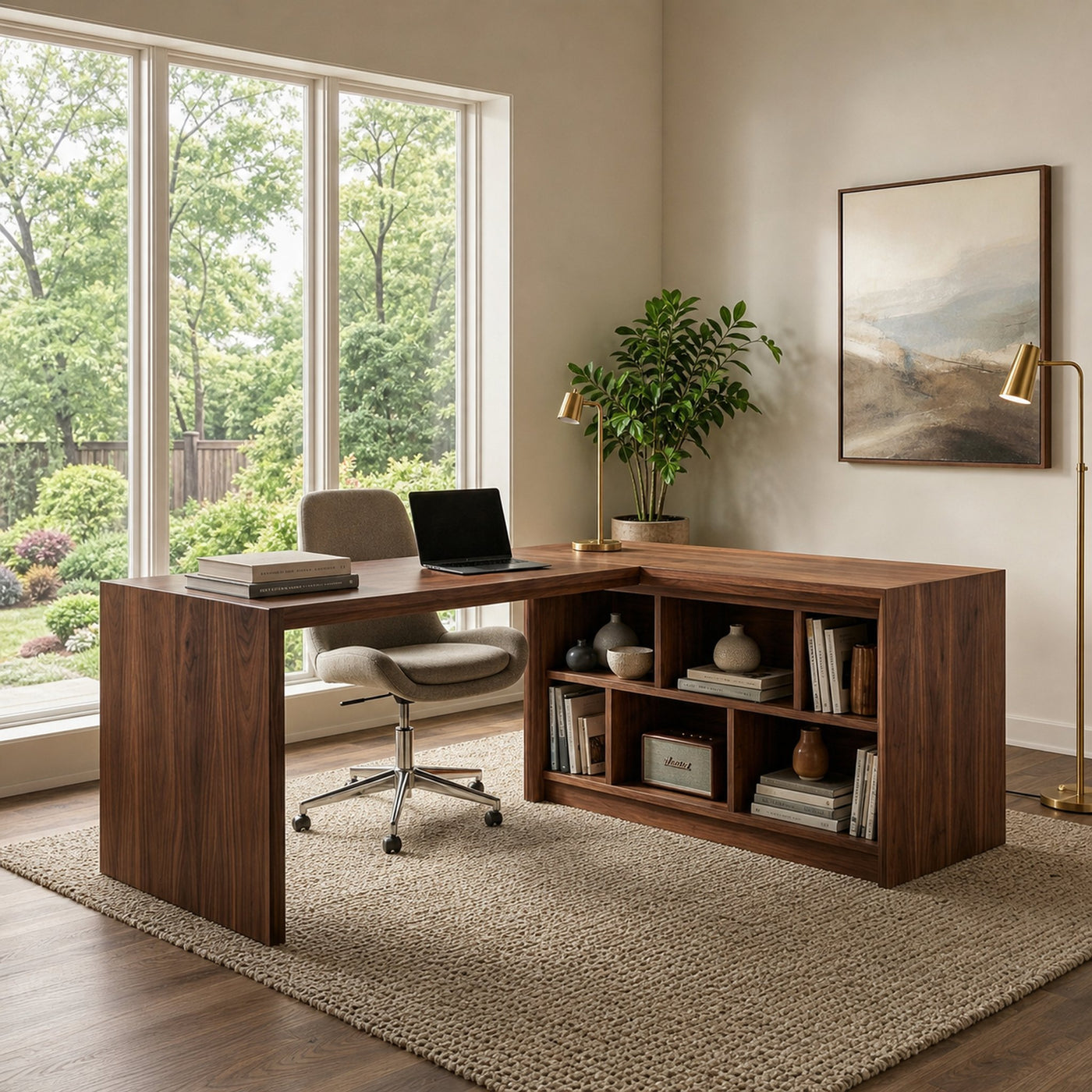 Modern Wooden Desk With Shelves For Home Office - product view 7