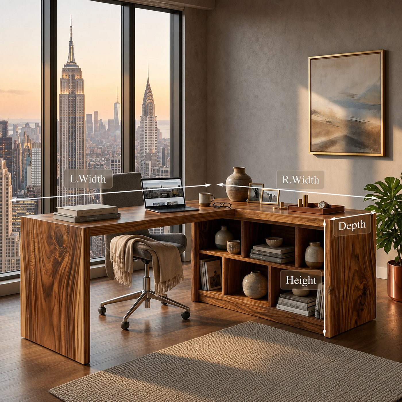 Modern Wooden Desk With Shelves For Home Office - product view 8
