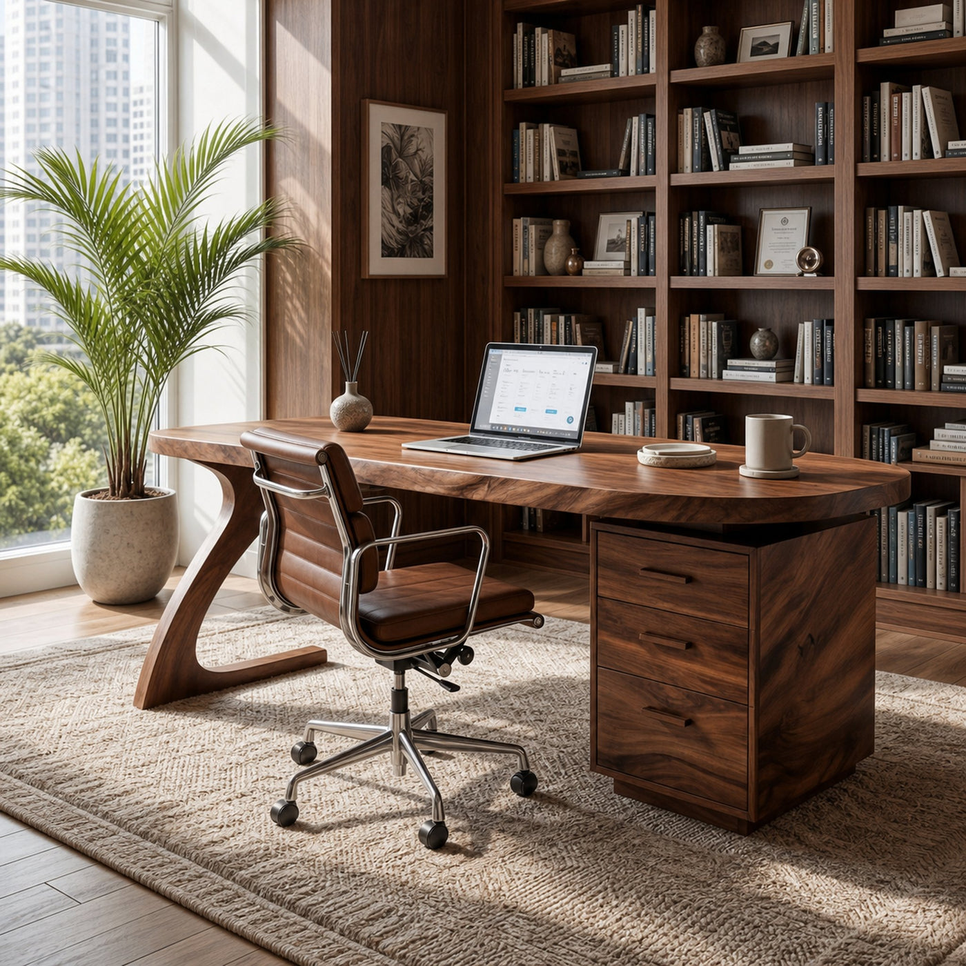 Modern Wooden Desk With Storage Drawers For Home Office - product view 7