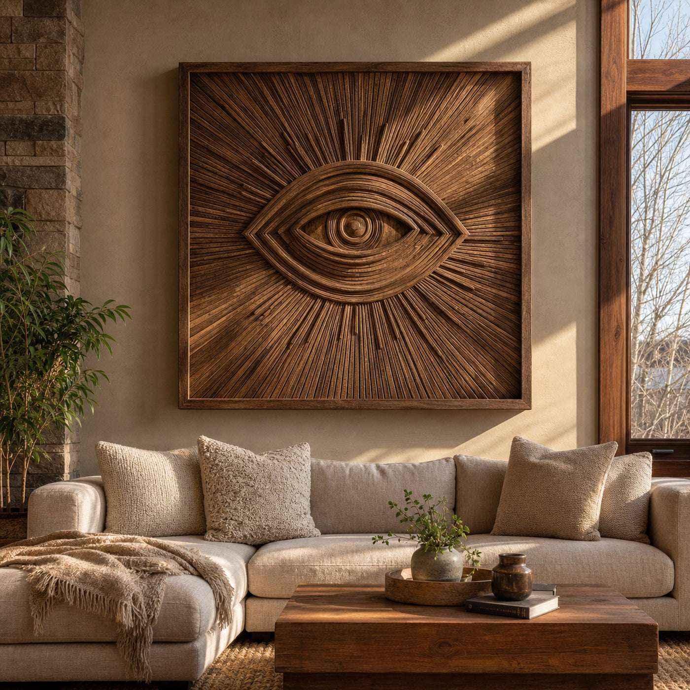 Modern Wooden Eye Wall Art For Living Room Decor