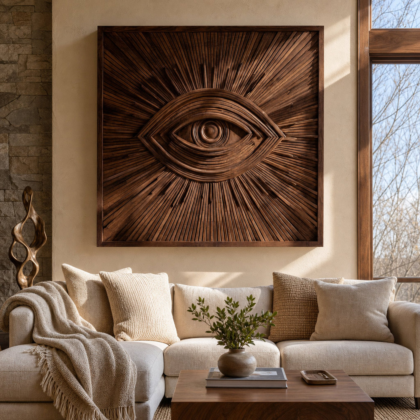 Modern Wooden Eye Wall Art For Living Room Decor - product view 7