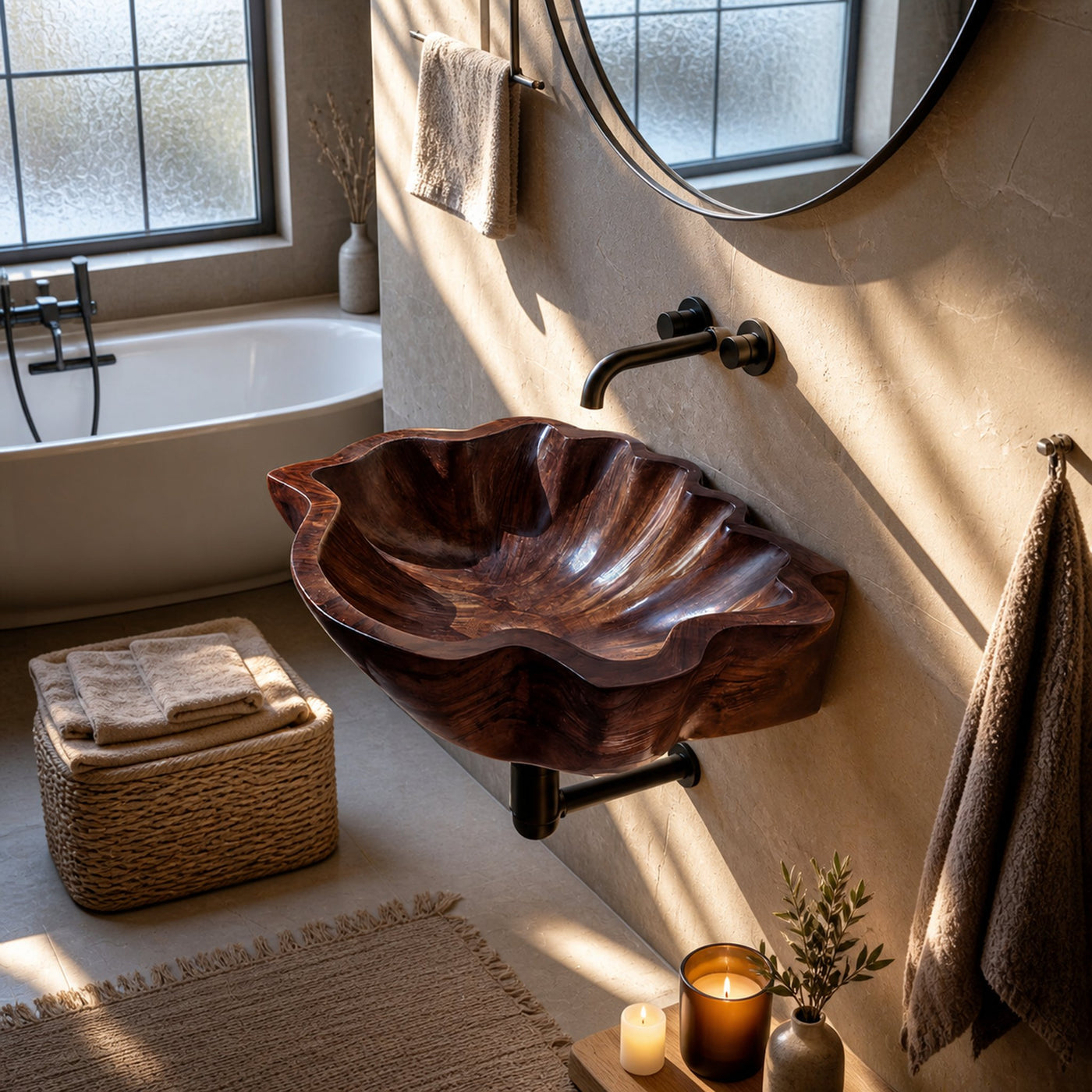 Modern Wooden Live Edge Wood Basin For High End Furniture Decor - product view 7