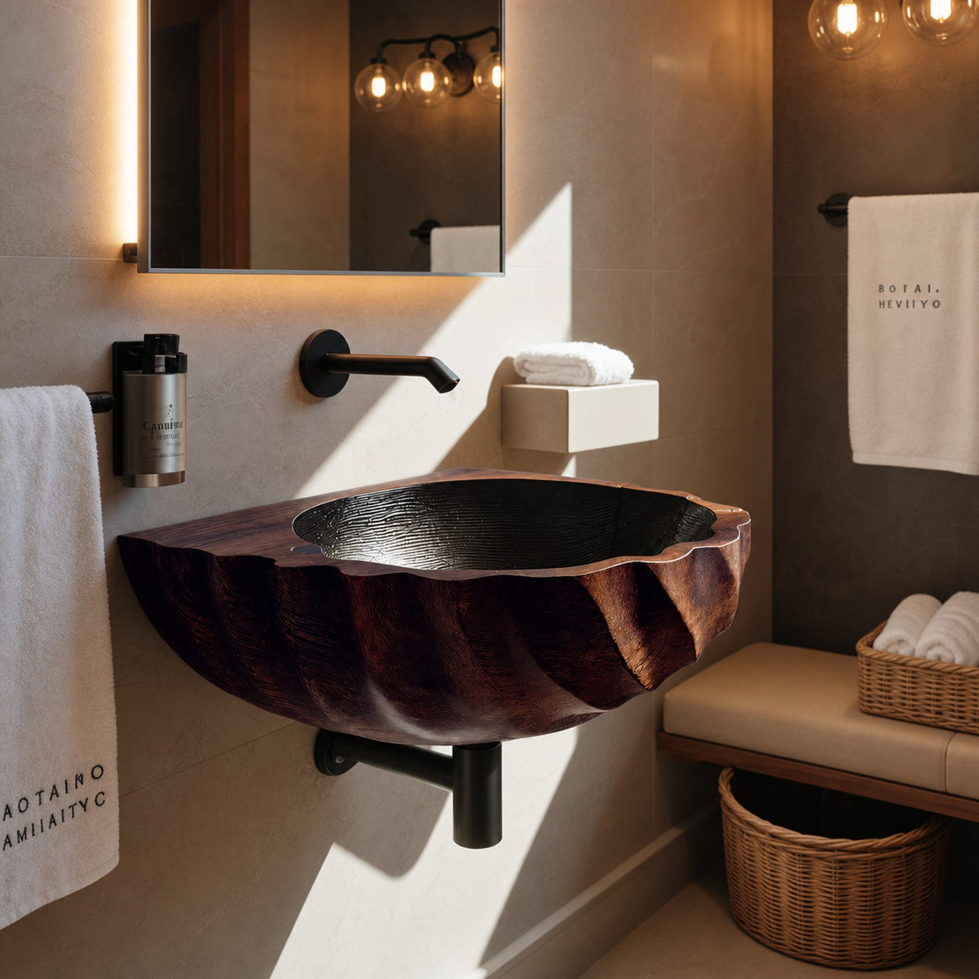 Modern Wooden Live Edge Wood Basin For Minimalist Bathroom Design - product view 7
