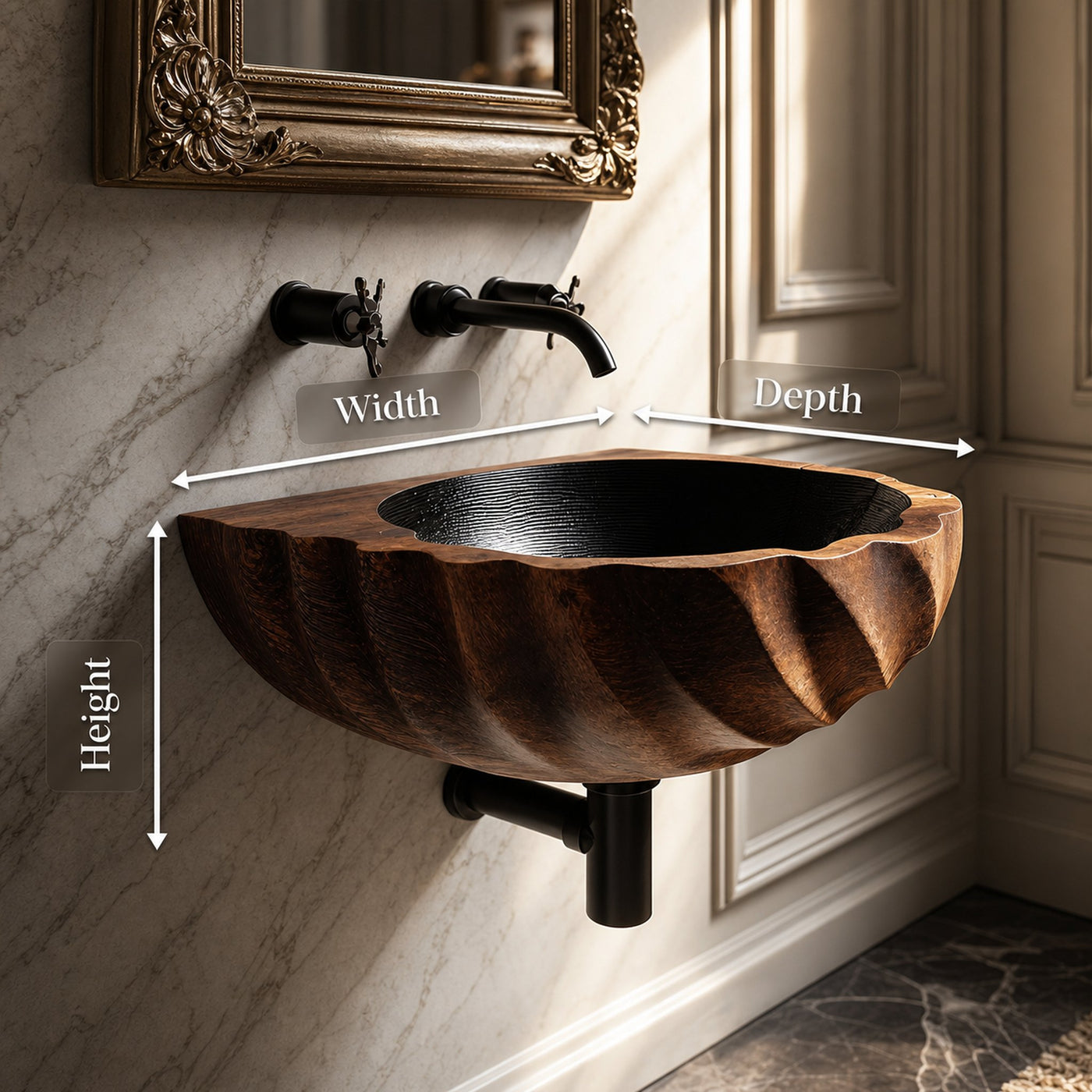 Modern Wooden Live Edge Wood Basin For Minimalist Bathroom Design - product view 8