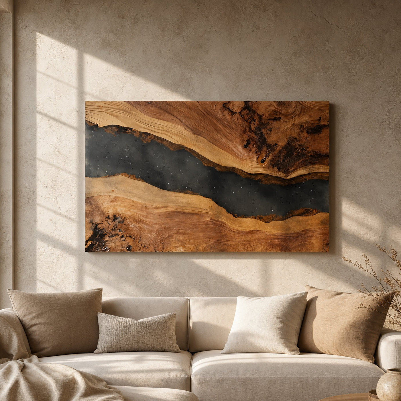 Modern Wooden Rectangle Wall Sculpture For Living Room