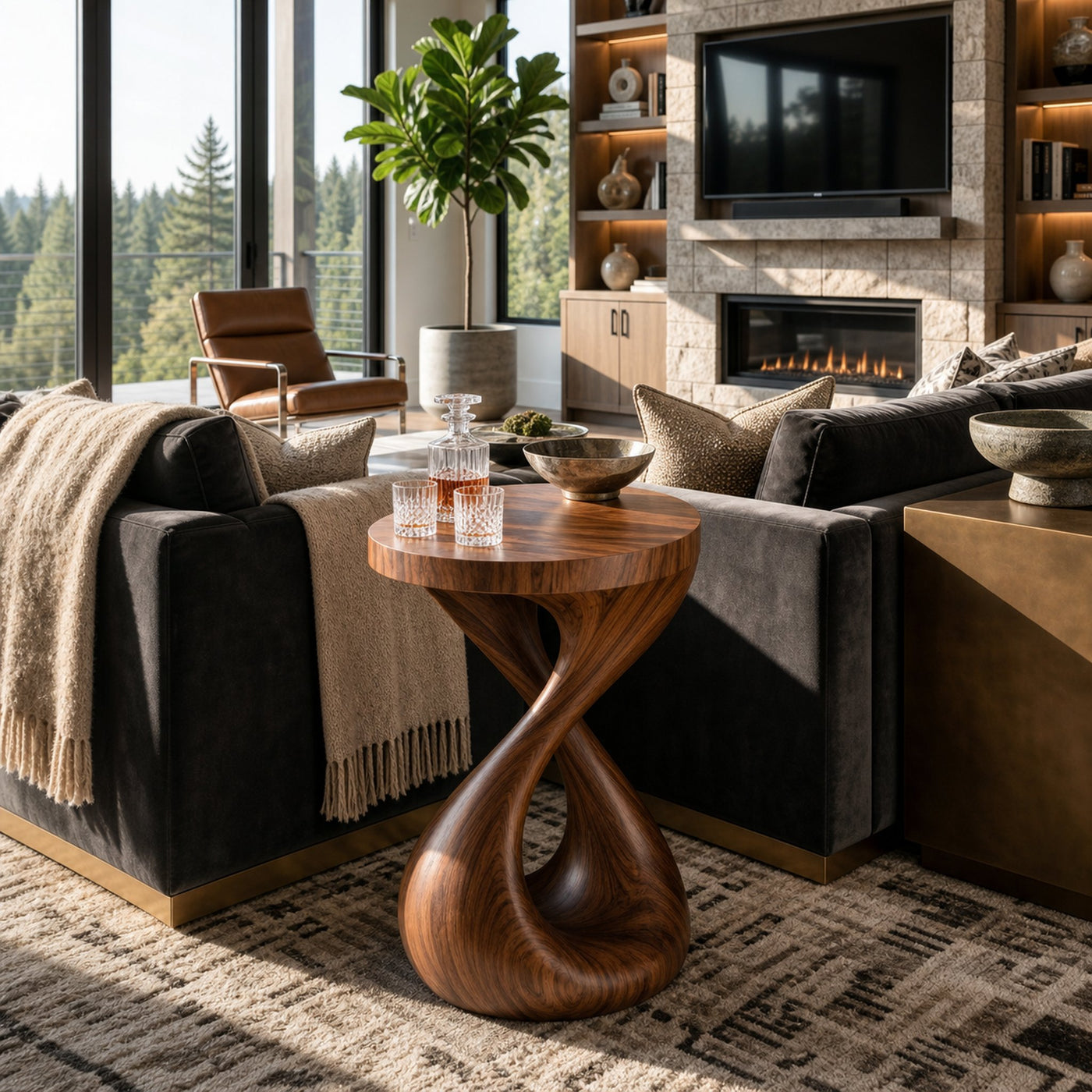 Modern Wooden Side Table With Infinity Base For Living Furniture - product view 7