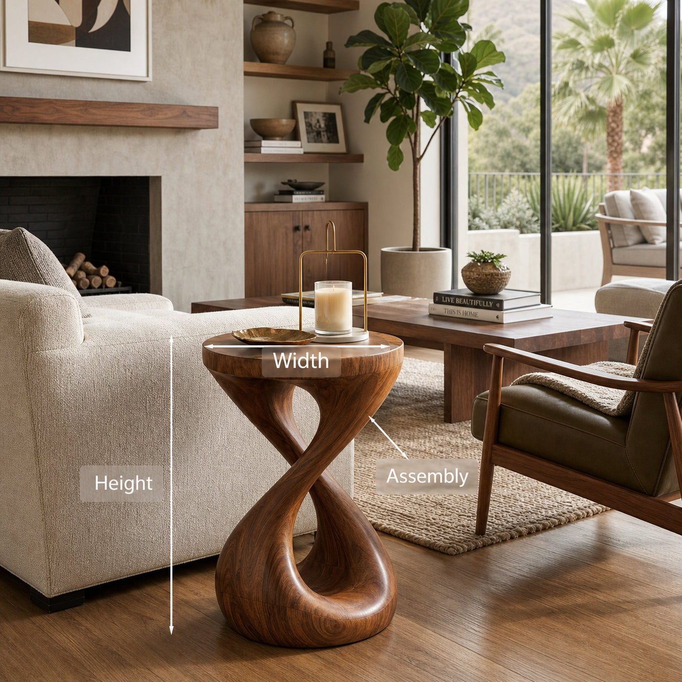 Modern Wooden Side Table With Infinity Base For Living Furniture - product view 8