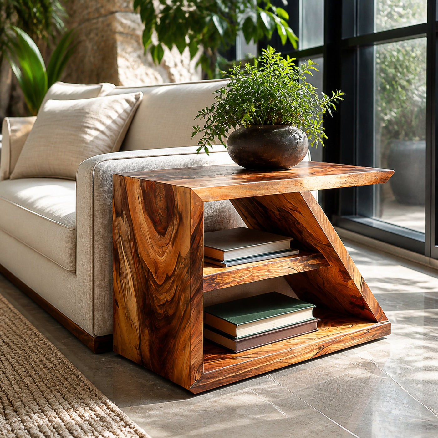 Modern Wooden Side Table With Open Shelf For Interior Decor - product view 6