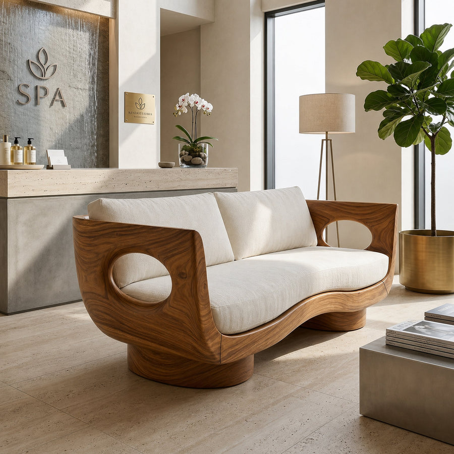 Modern Wooden Sofa Spa Reception Lounge