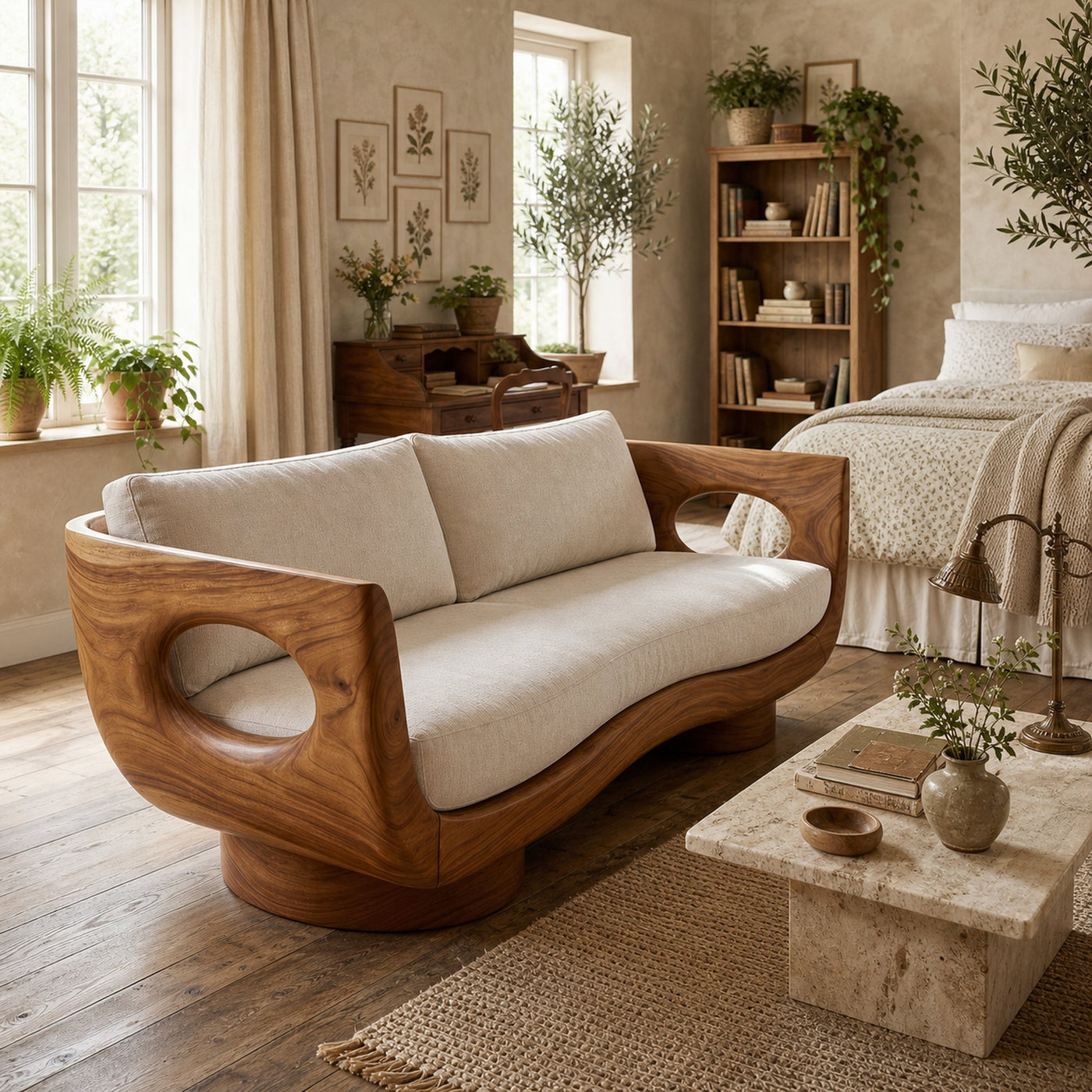 Modern Wooden Sofa Spa Reception Lounge - product view 6