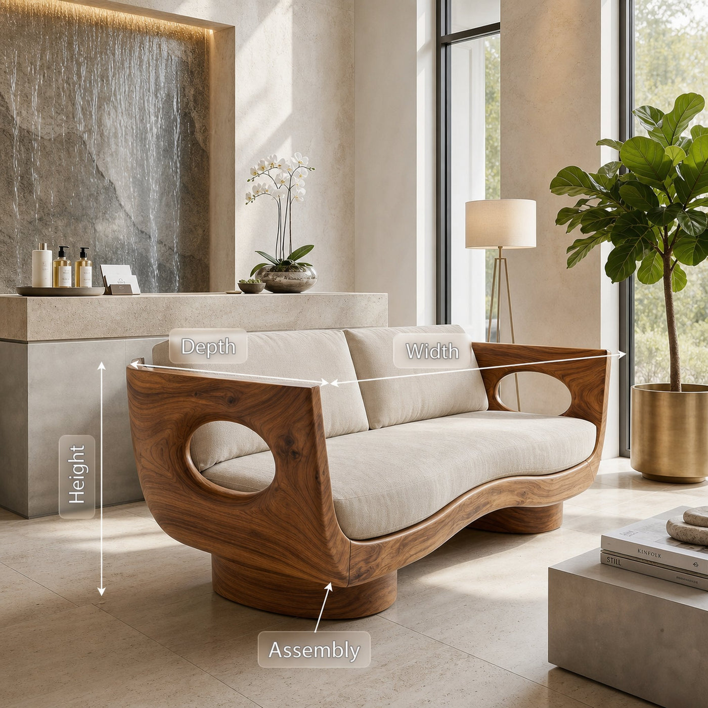 Modern Wooden Sofa Spa Reception Lounge - product view 8